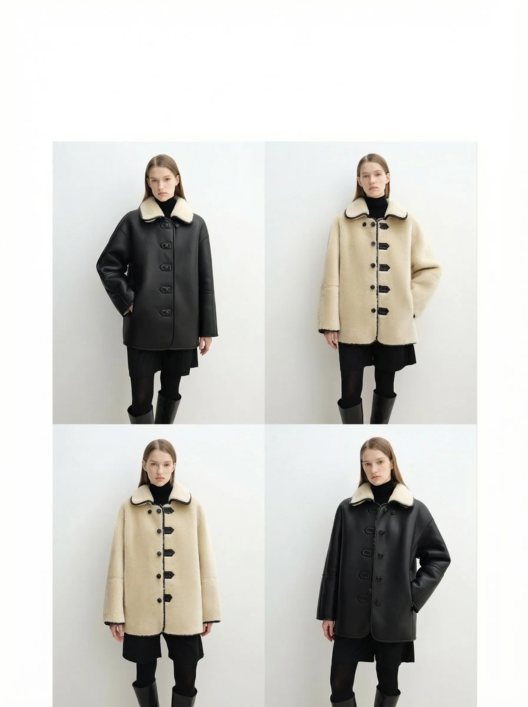 Reversible Shearling Collar Coat