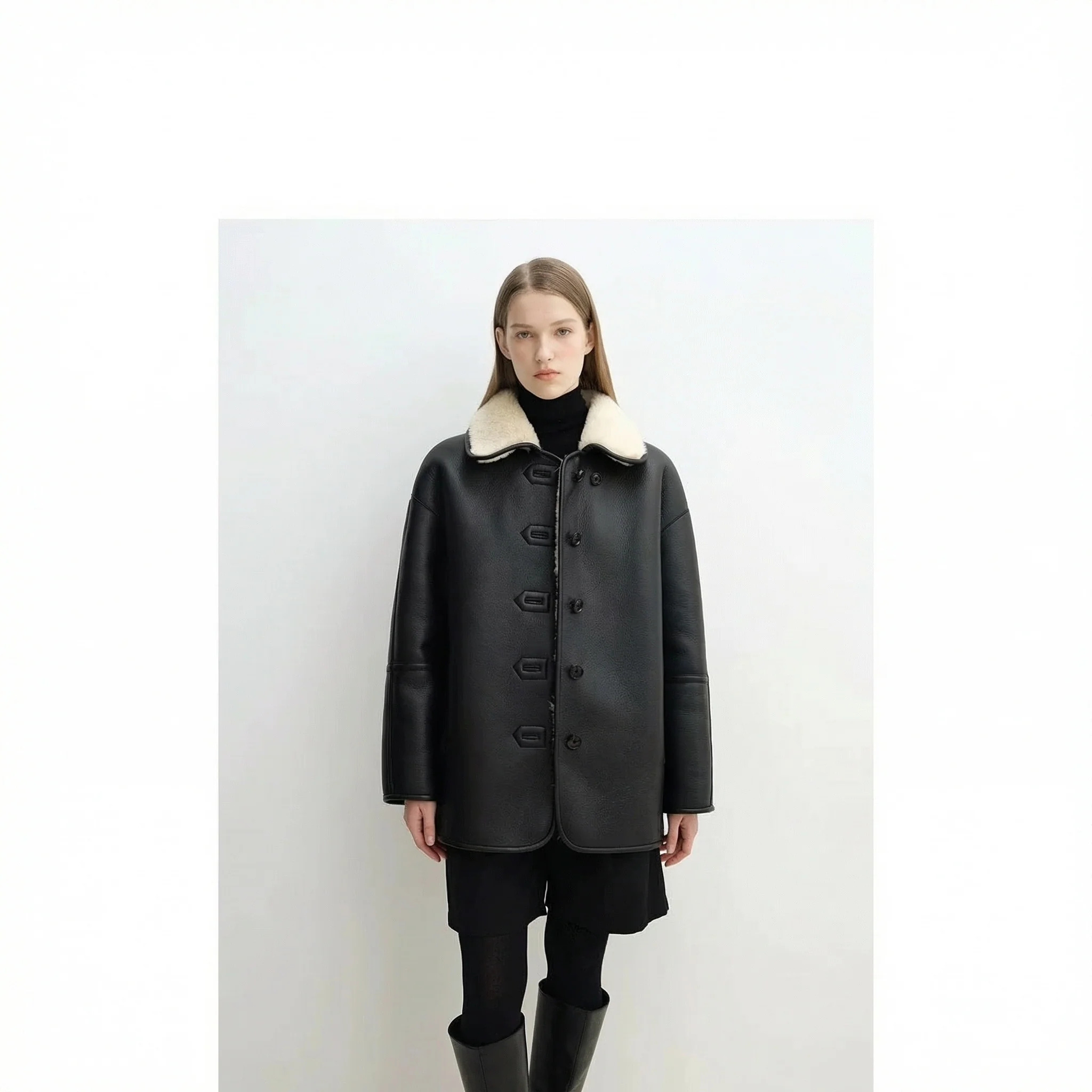 Reversible Shearling Collar Coat - Image 5