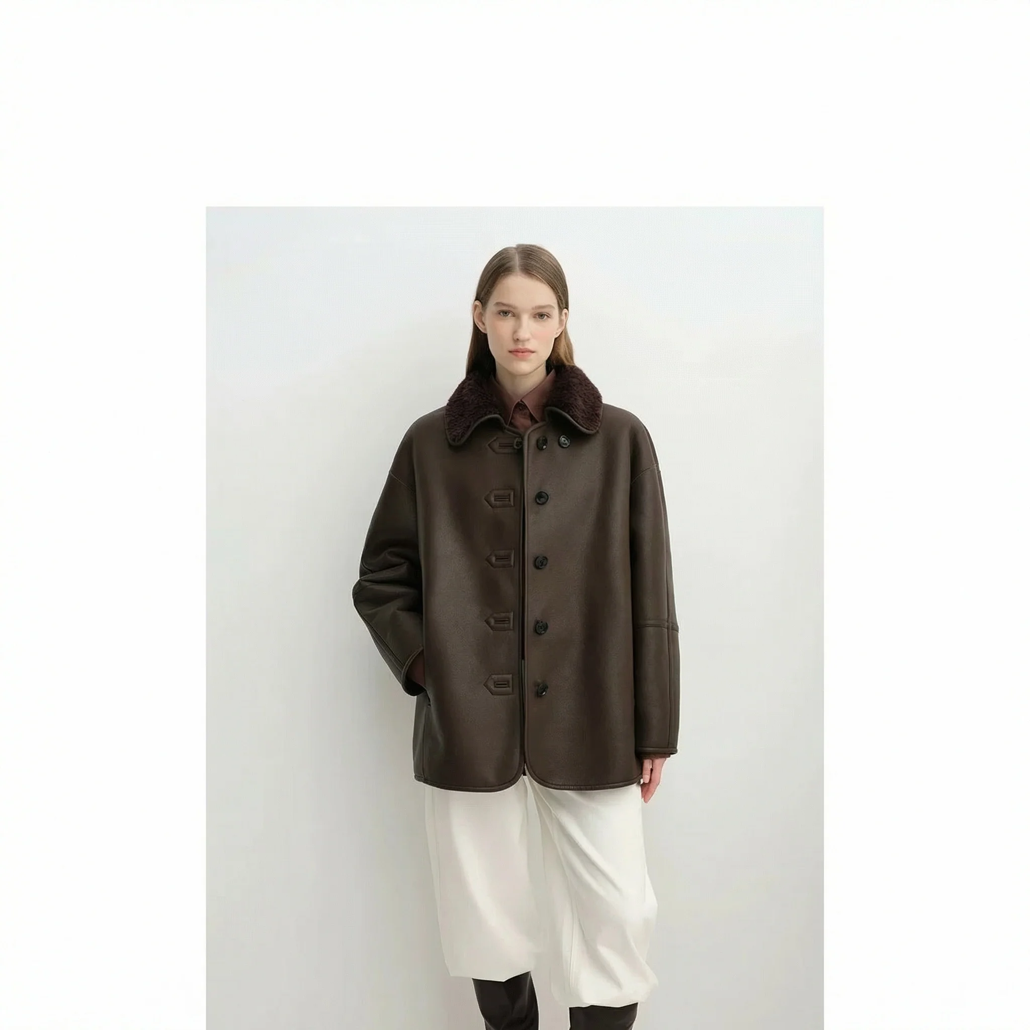 Reversible Shearling Collar Coat - Image 6