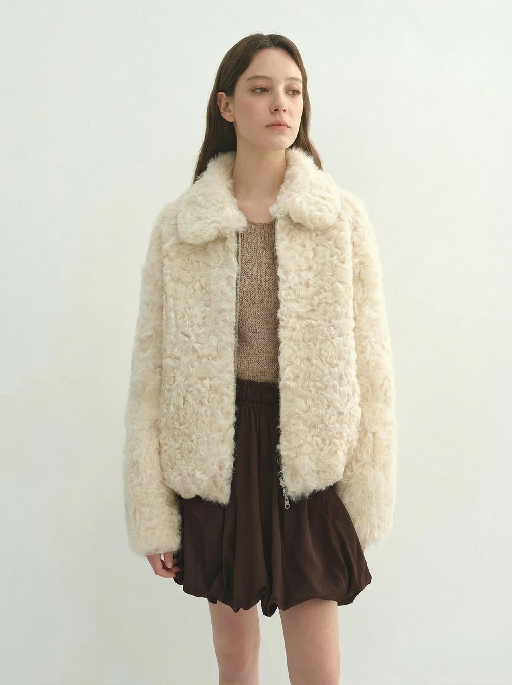 Reversible Shearling Short Jacket - Image 3