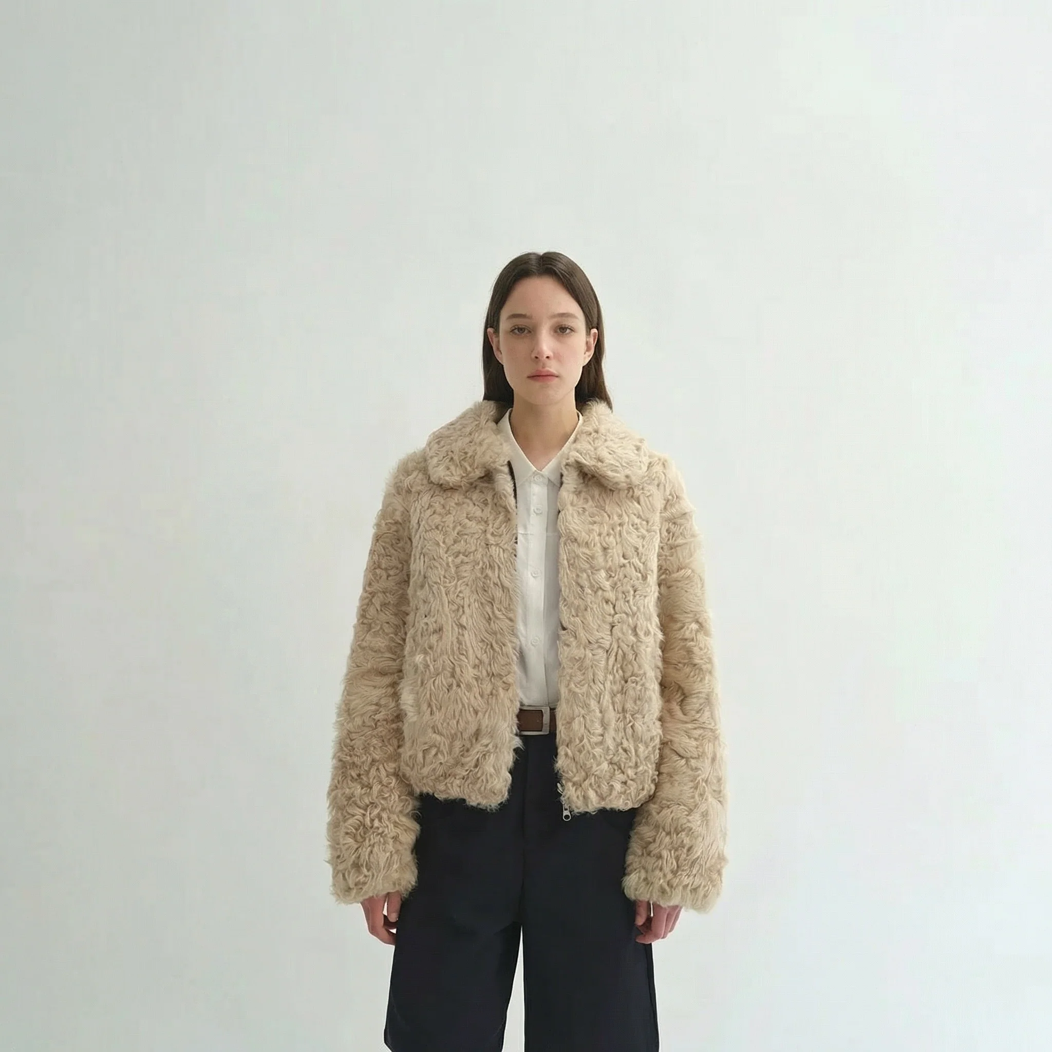 Reversible Shearling Short Jacket - Image 7