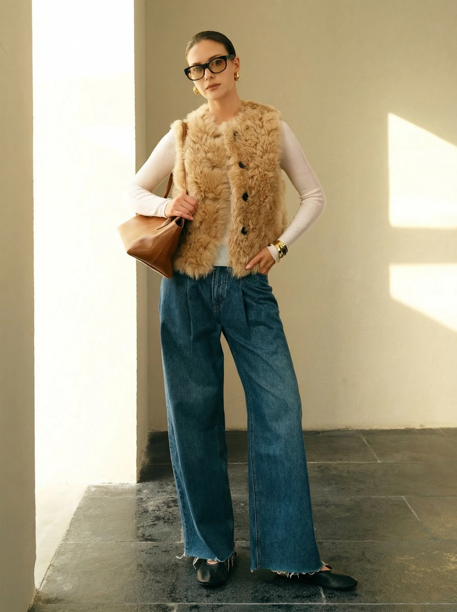 Reversible Tuscan Shearling Vest - Image 2