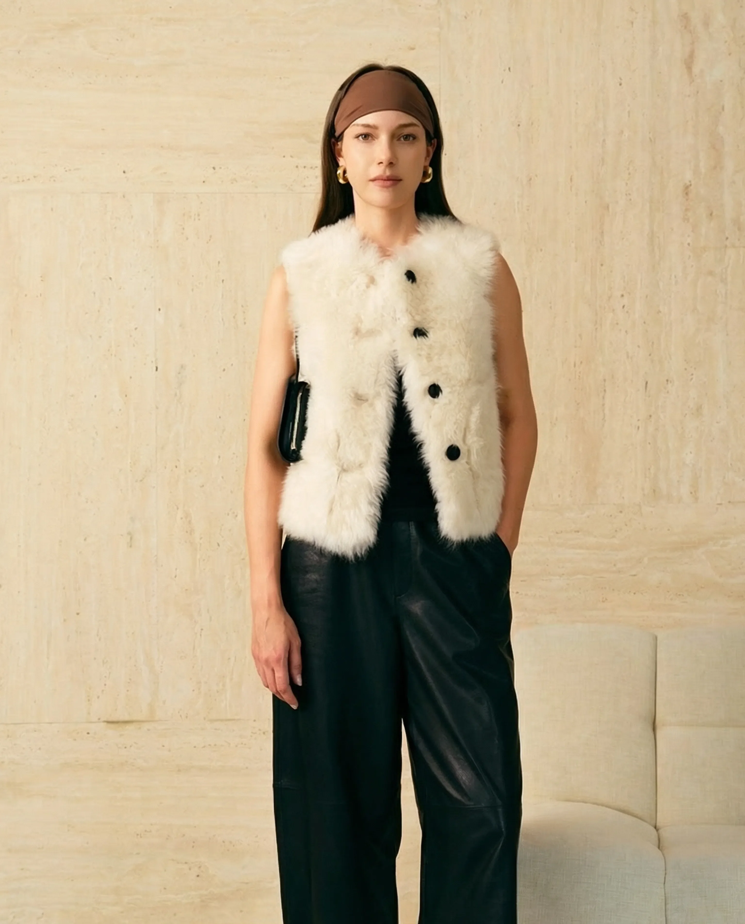 Reversible Tuscan Shearling Vest - Image 3