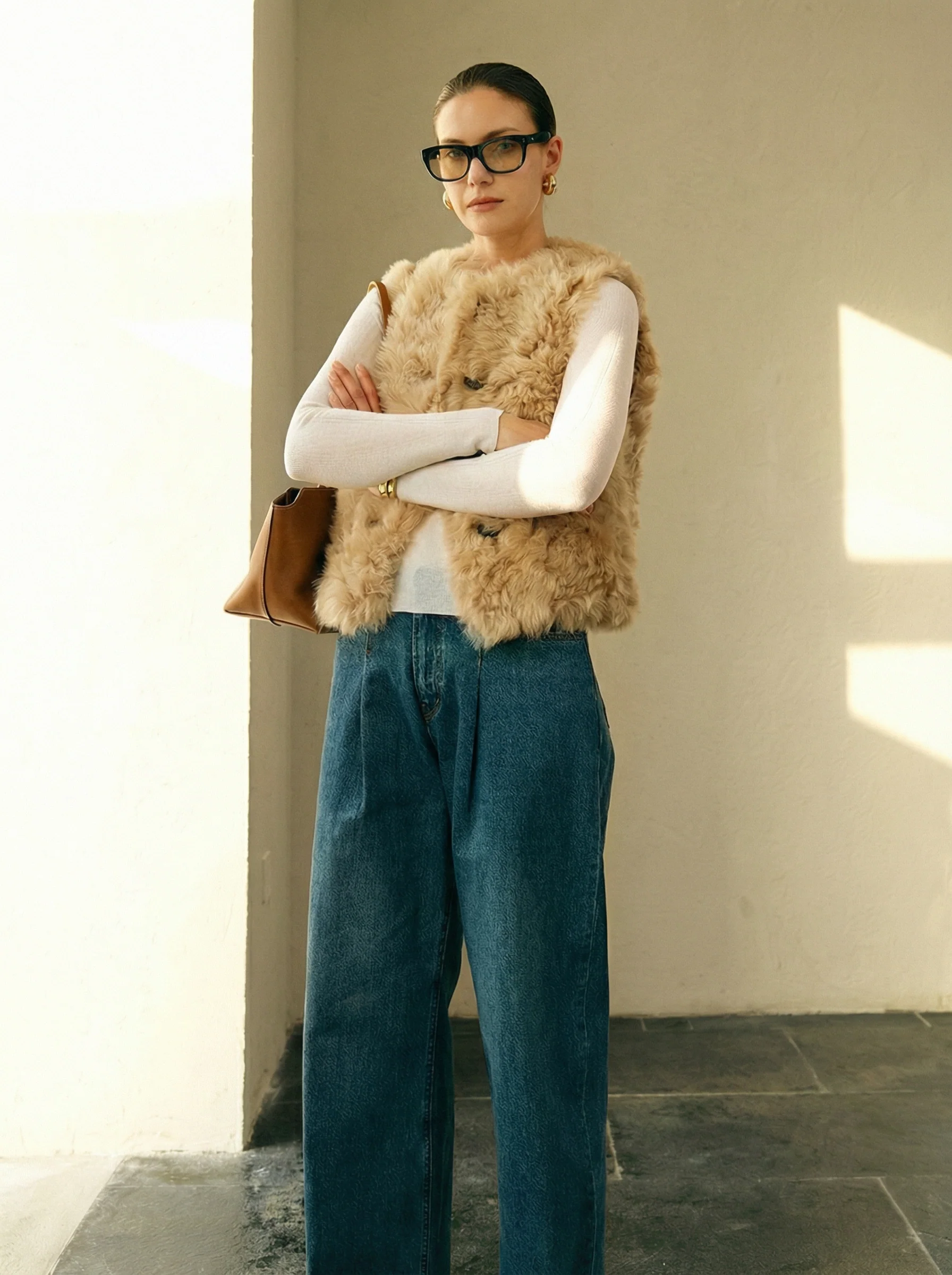 Reversible Tuscan Shearling Vest - Image 5