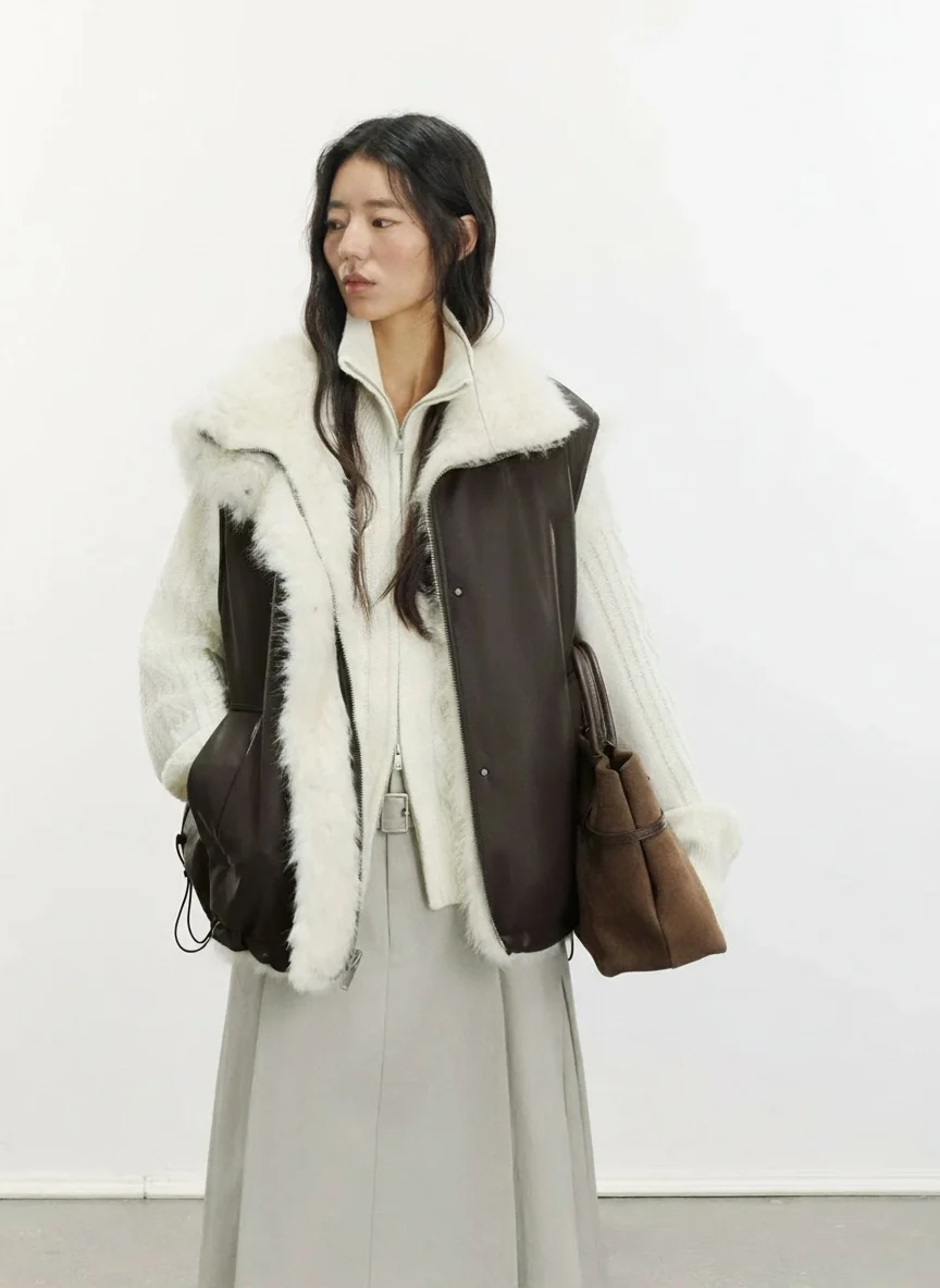 Reversible Two-Tone Faux Shearling Vest