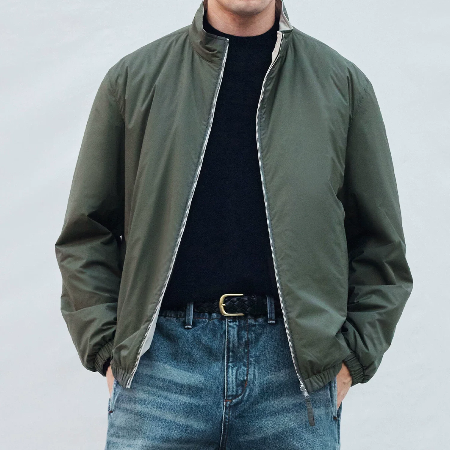 Reversible Wool-Cotton Stand Collar Jacket - Image 8