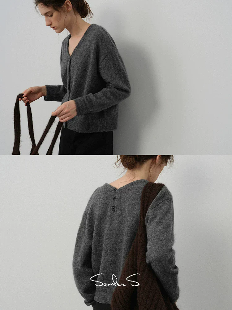 Reversible Wool‑Mohair V‑Neck Cardigan - Image 5