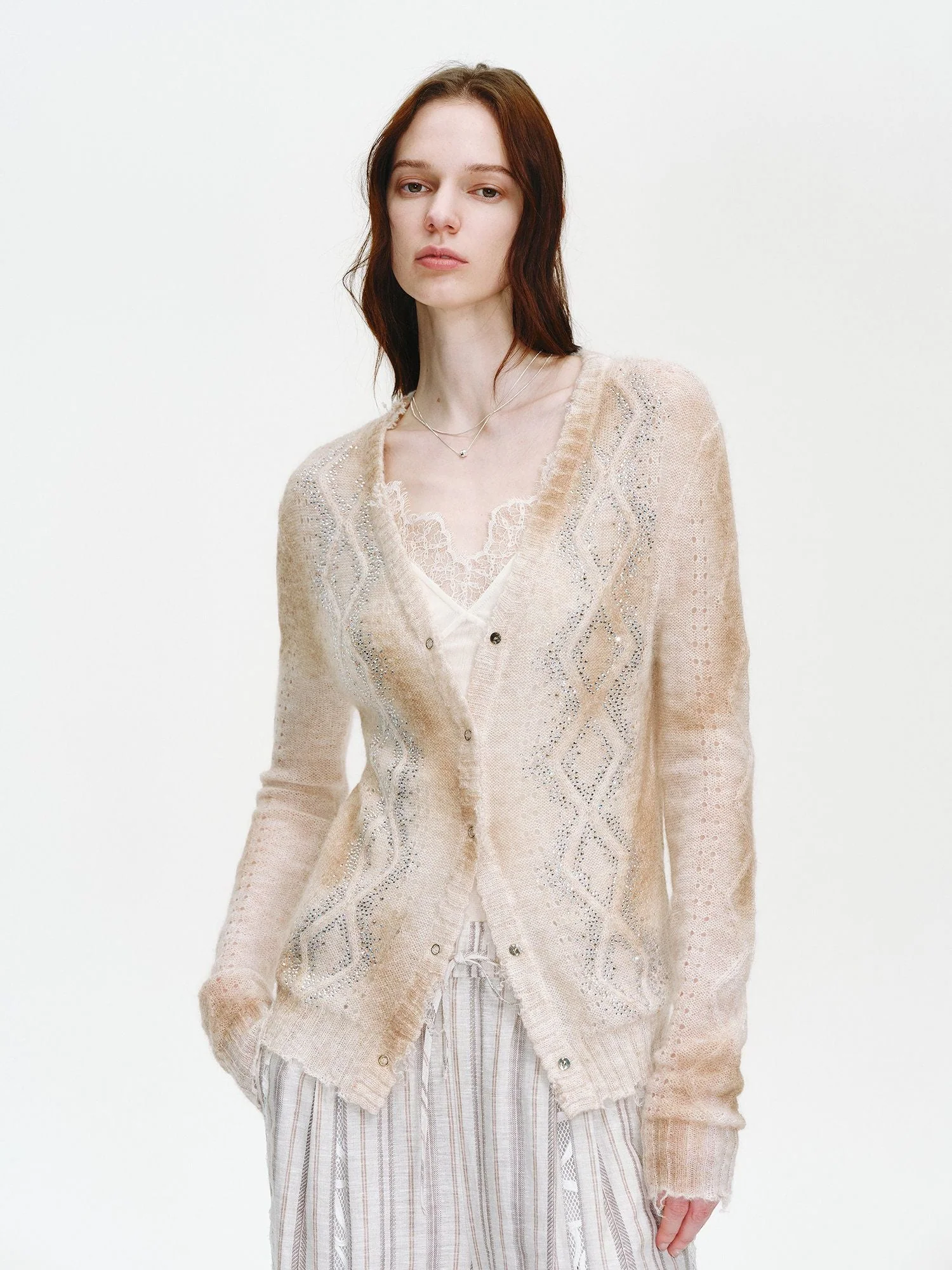 Rhinestone Knit Cardigan