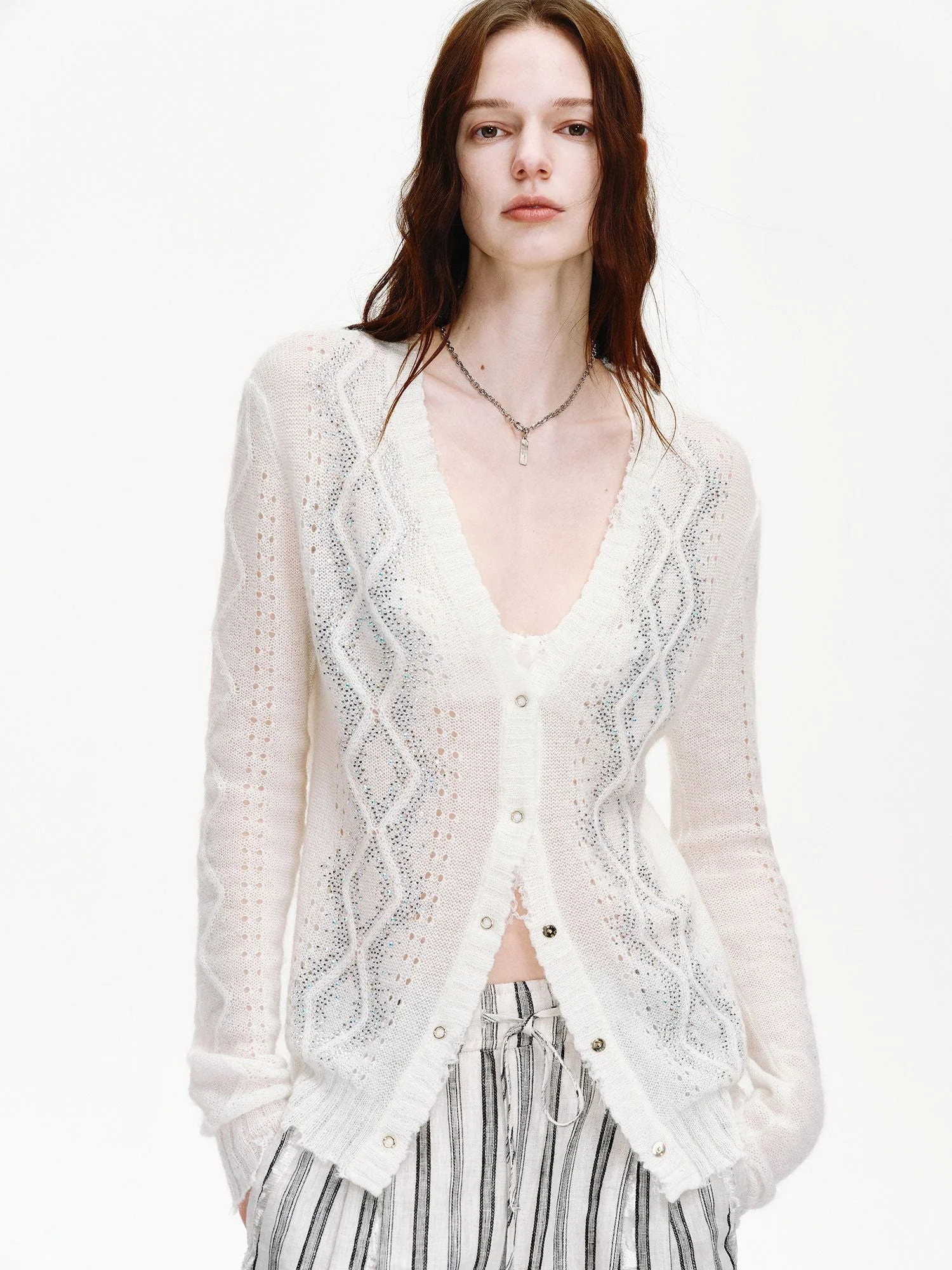 Rhinestone Knit Cardigan - Image 4