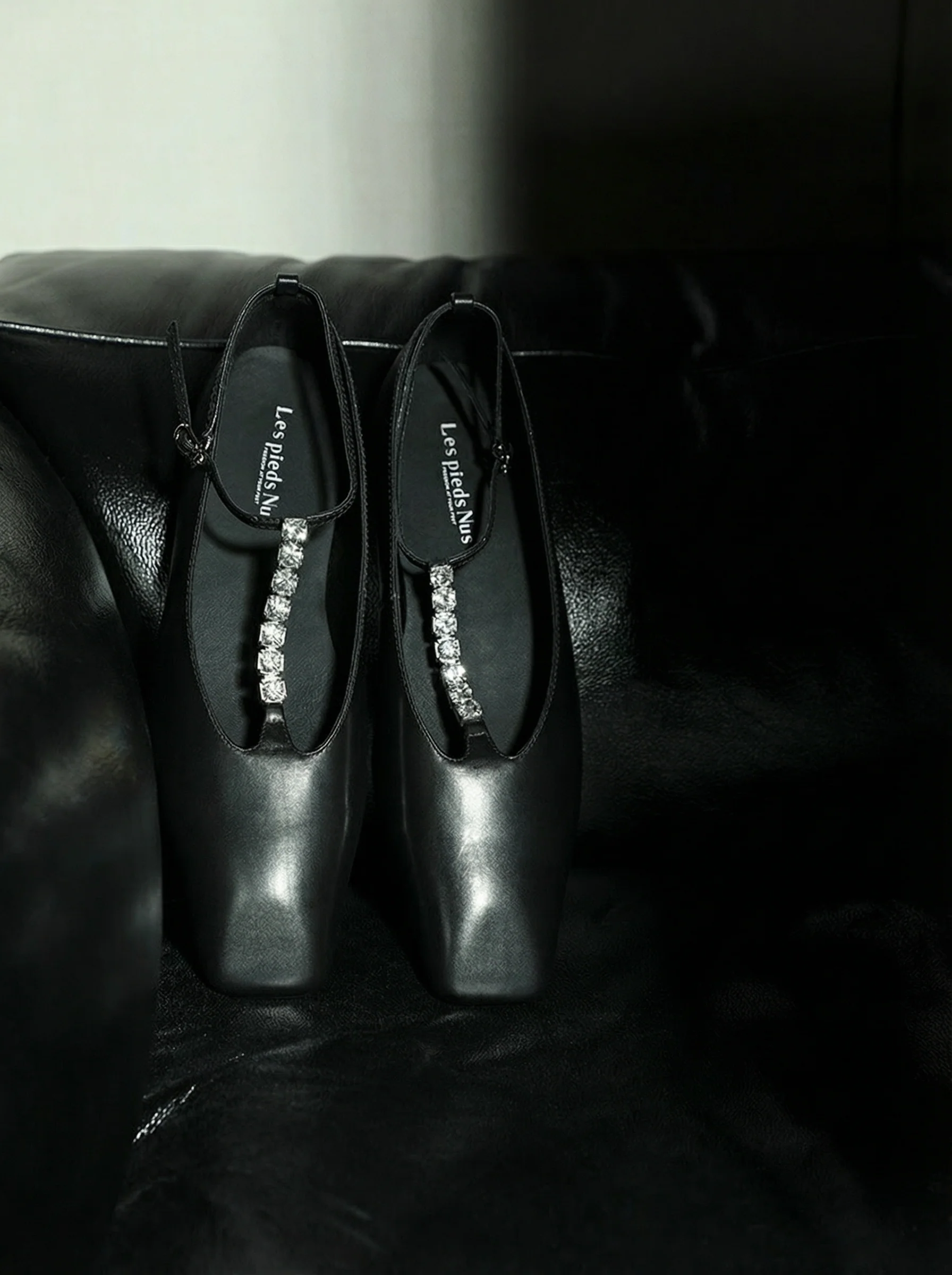 Rhinestone T-Strap Square-Toe Mary Jane Flats - Image 4