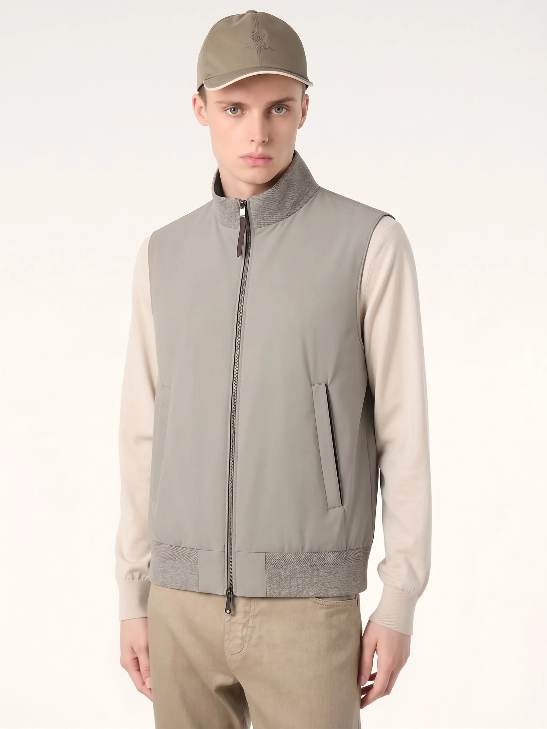 Rib Collar Zip Vest
