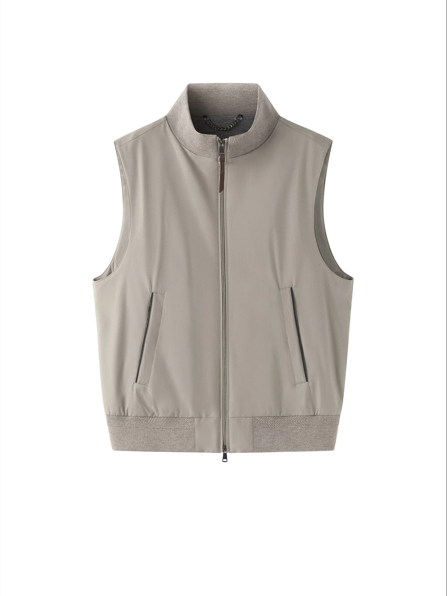 Rib Collar Zip Vest - Image 5