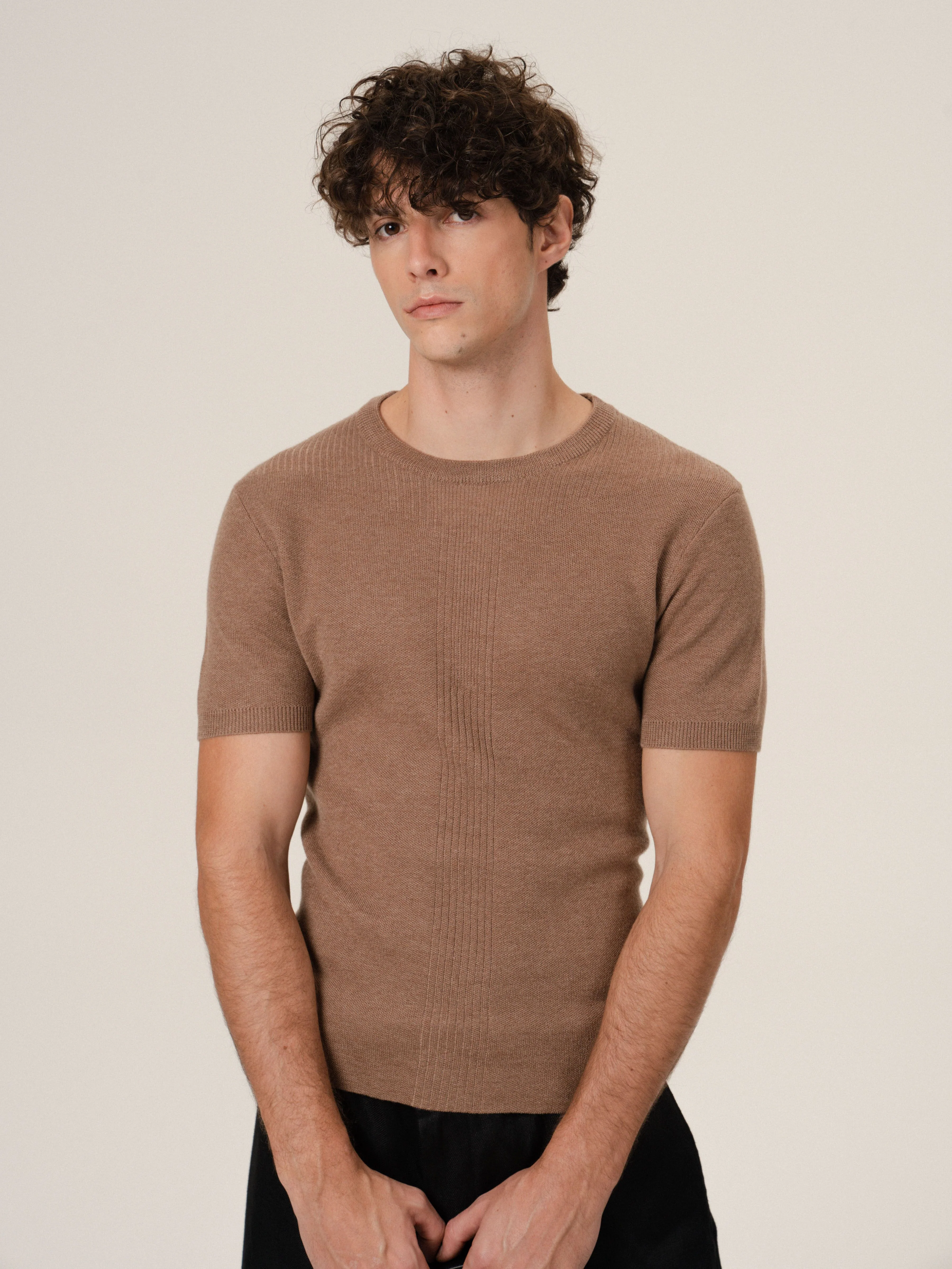 Rib Panel Knit Tee - Image 5