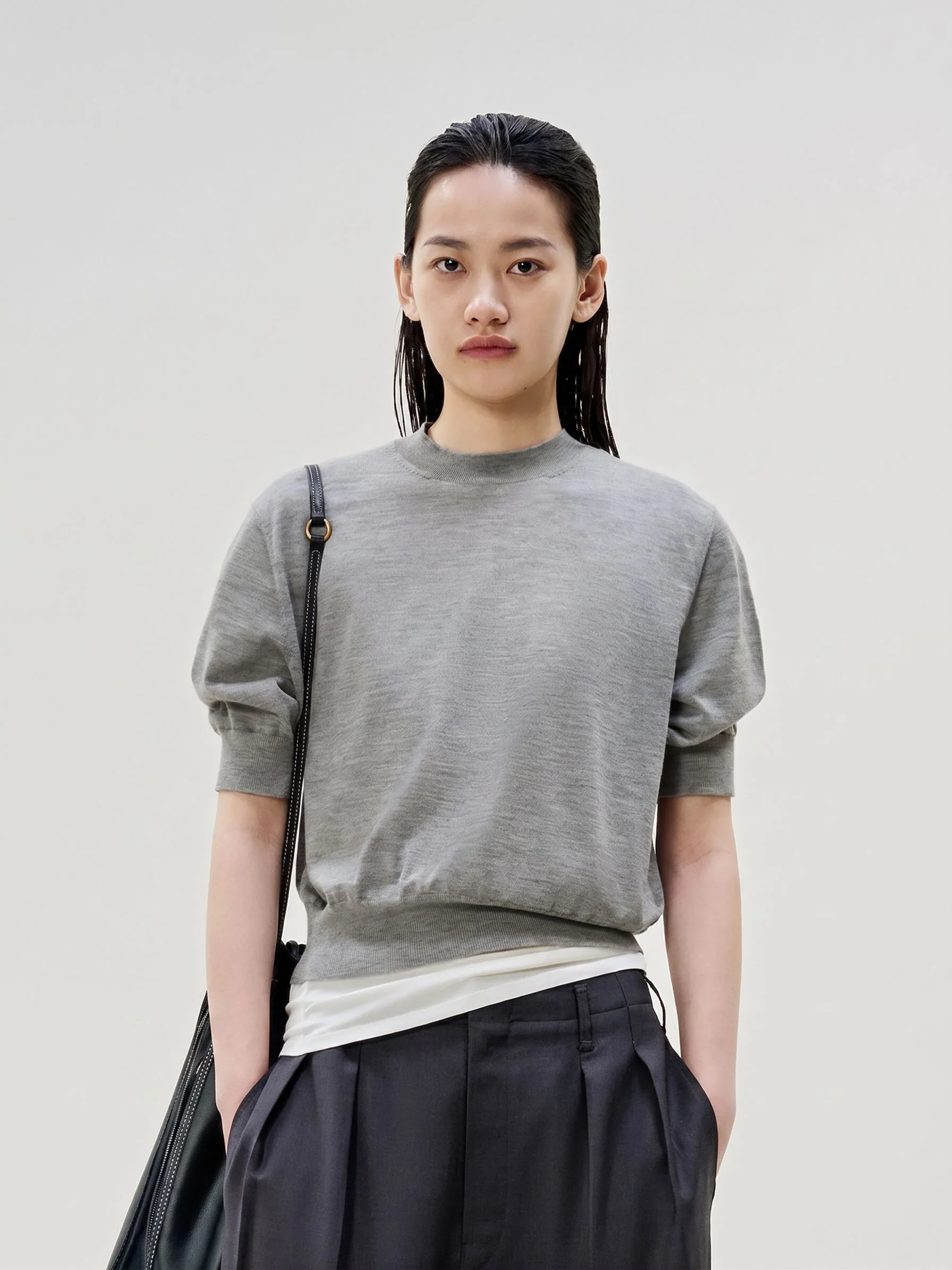 Rib-Trim Knit Top