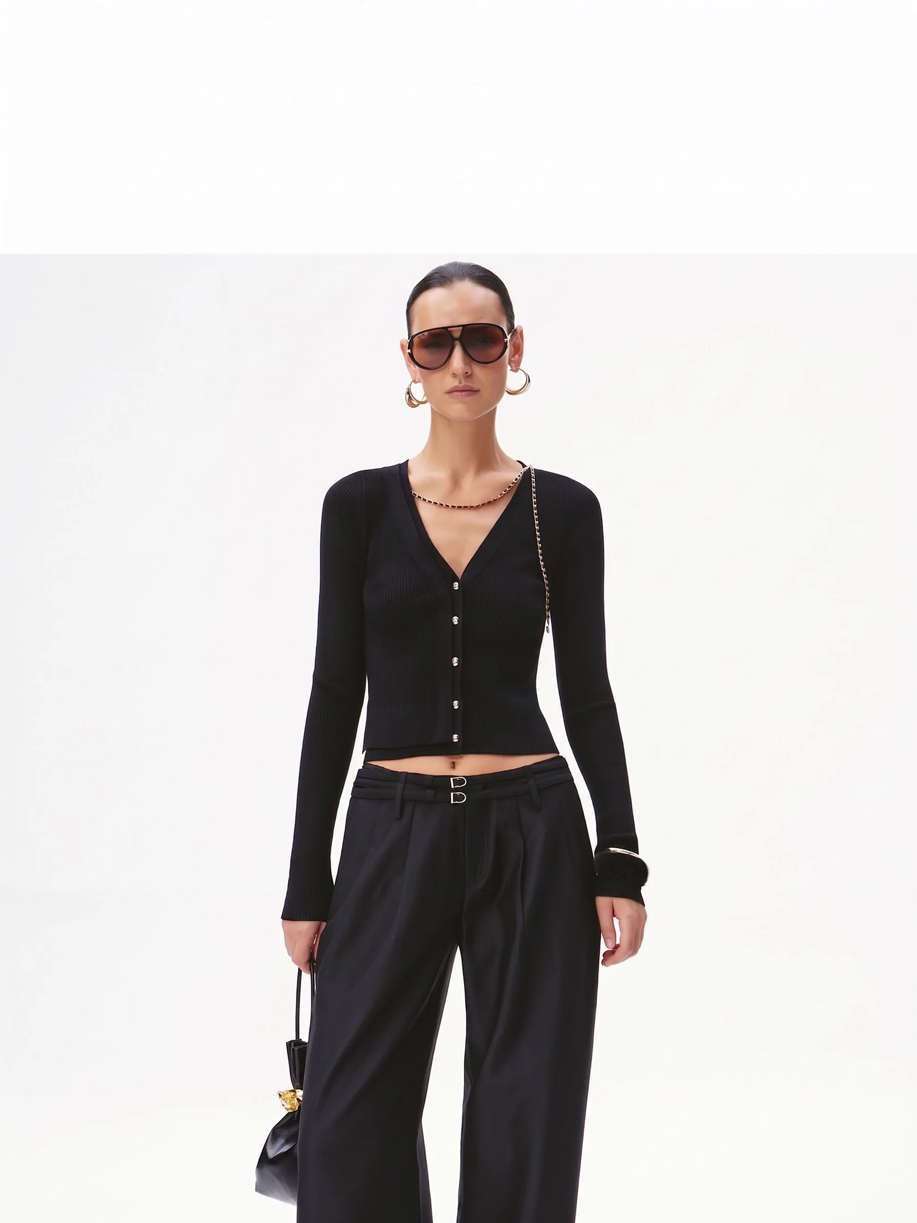 Ribbed Chain Cardigan
