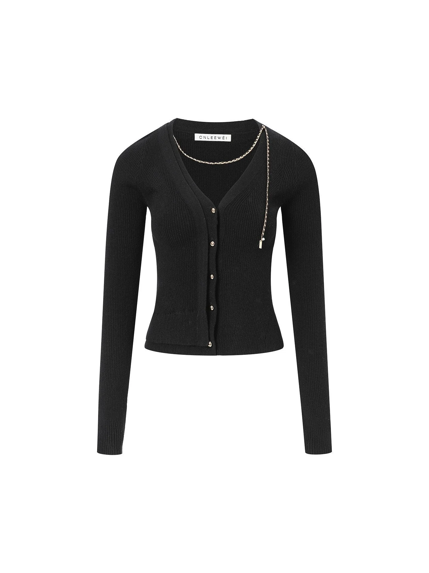 Ribbed Chain Cardigan - Image 2