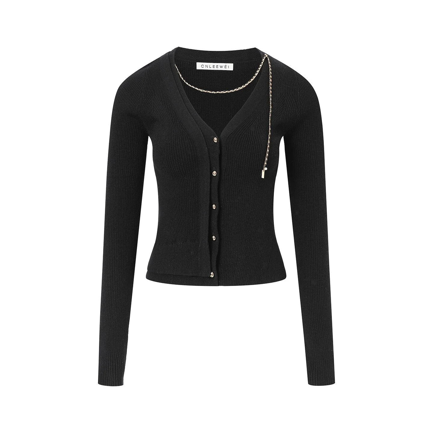 Ribbed Chain Cardigan - Image 3