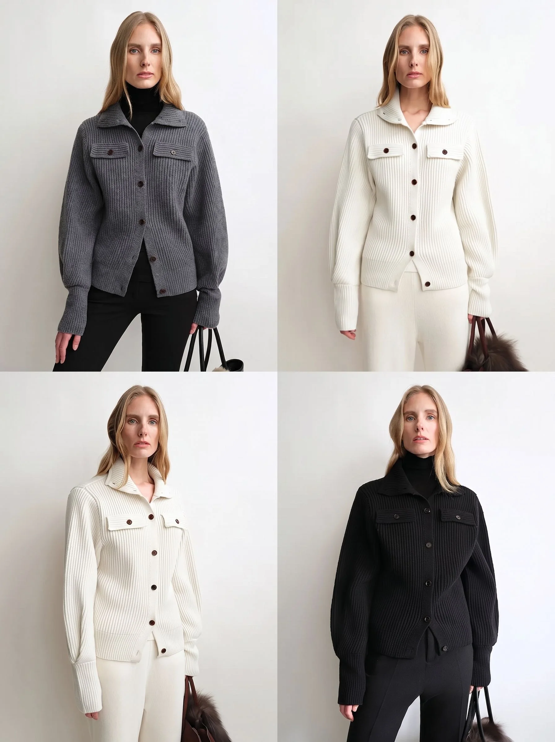 Ribbed Collared Cardigan - Image 2