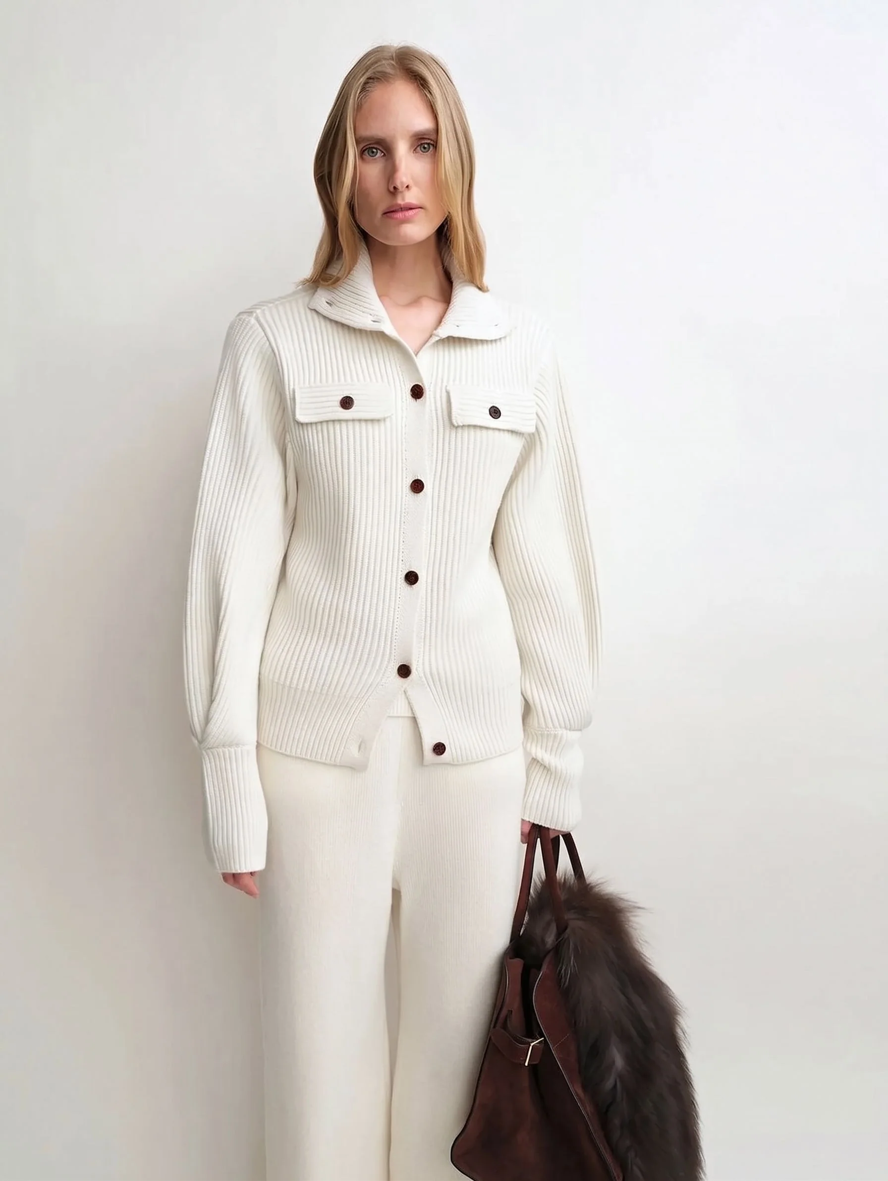 Ribbed Collared Cardigan - Image 6