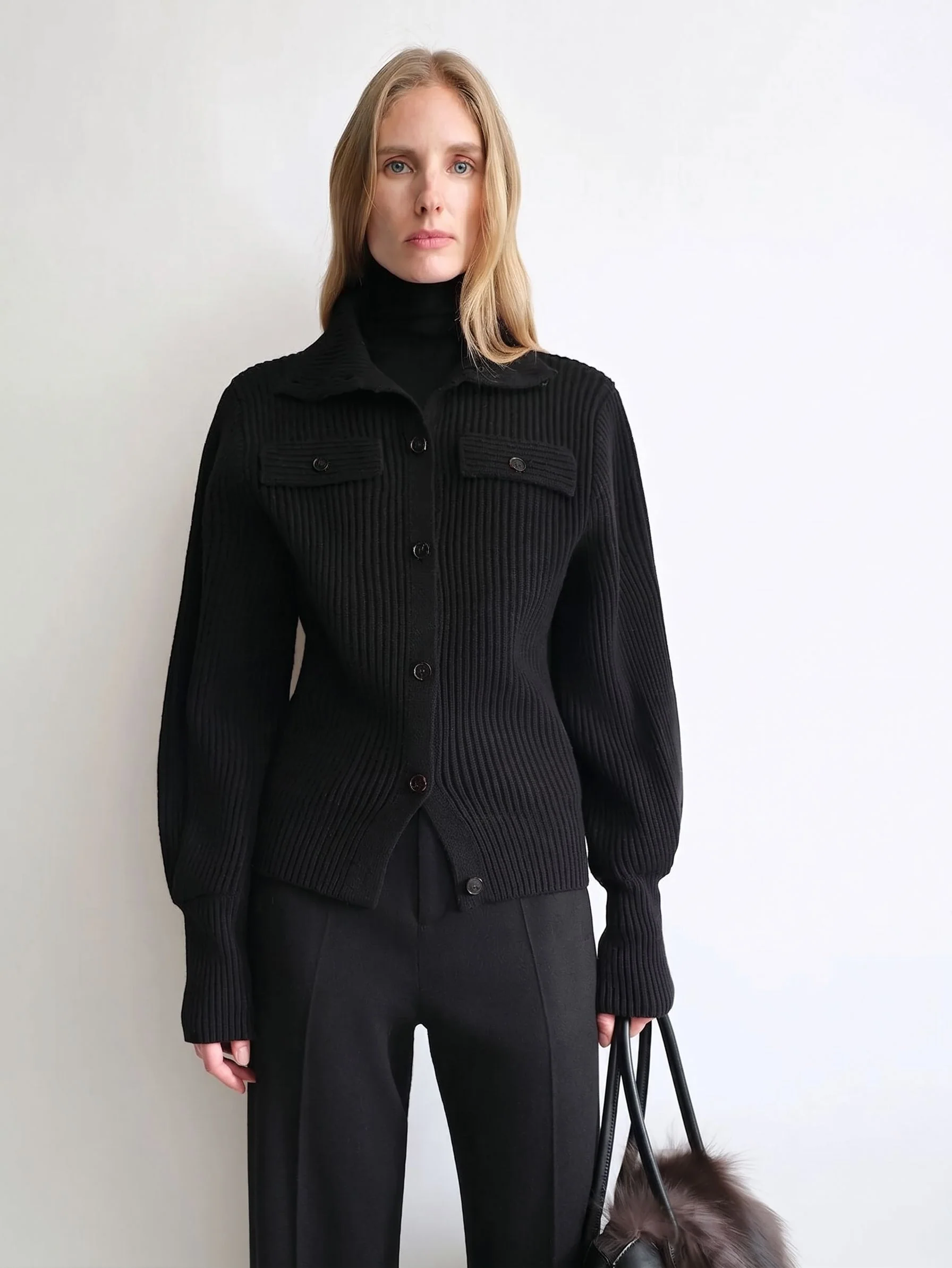 Ribbed Collared Cardigan - Image 8
