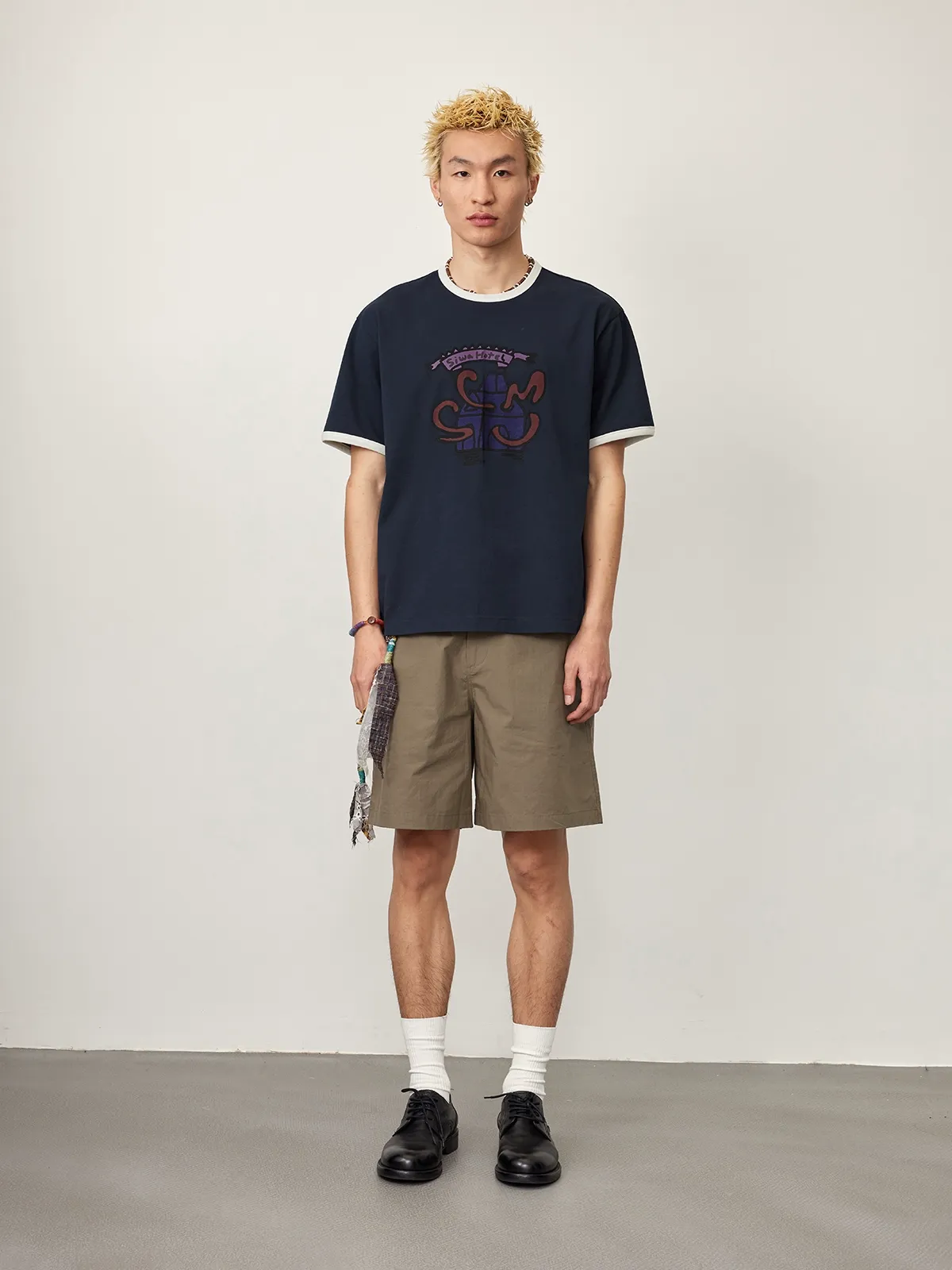 Ribbed Contrast Trim Tee - Image 5