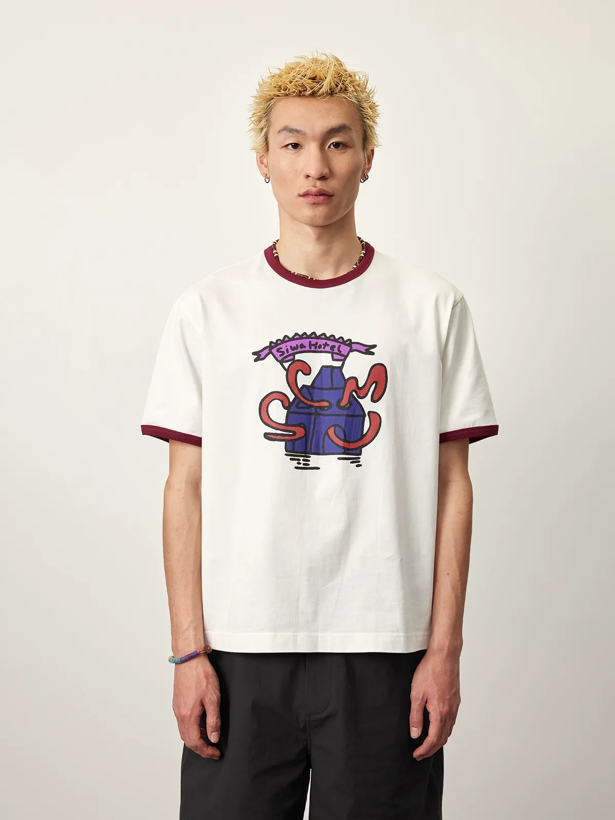Ribbed Contrast Trim Tee - Image 6