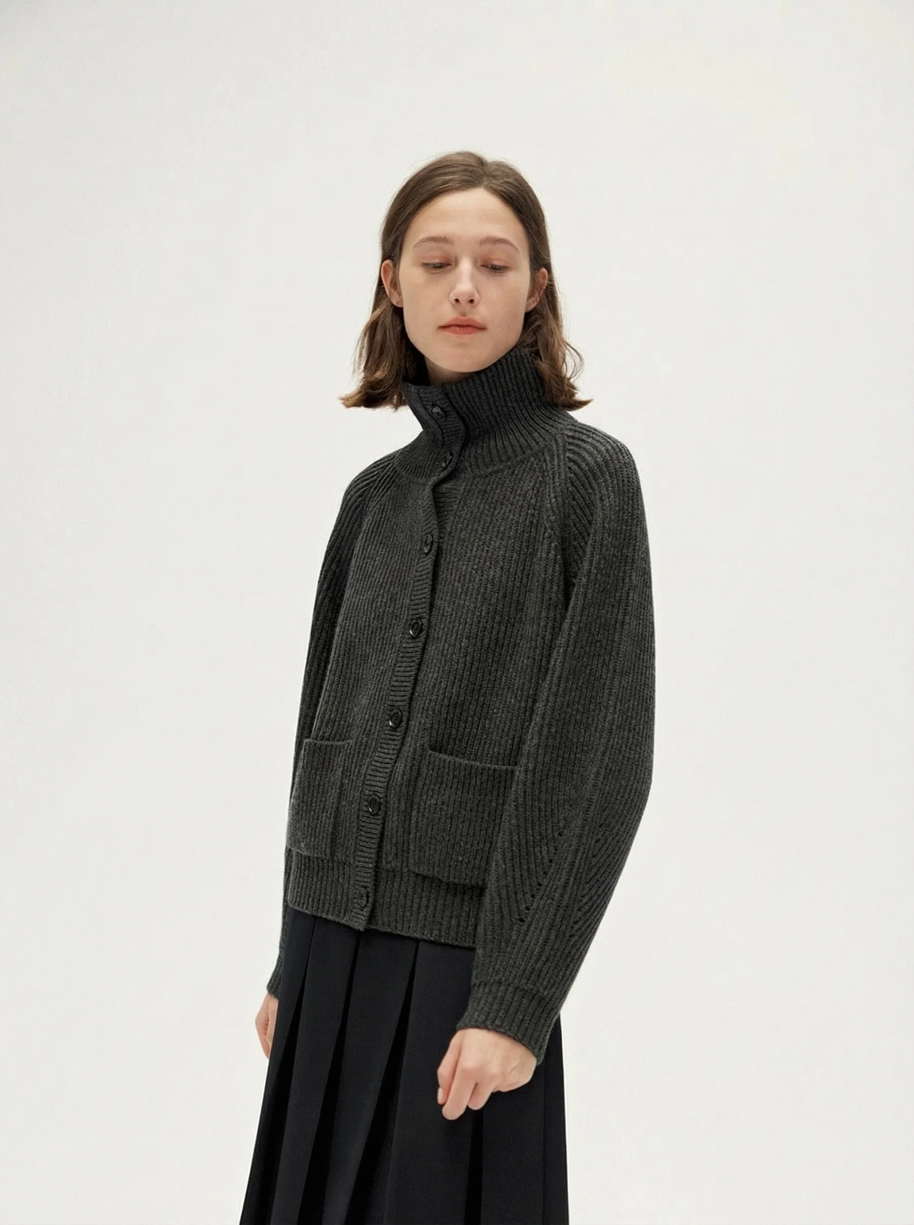 Ribbed Funnel Cardigan - Image 6