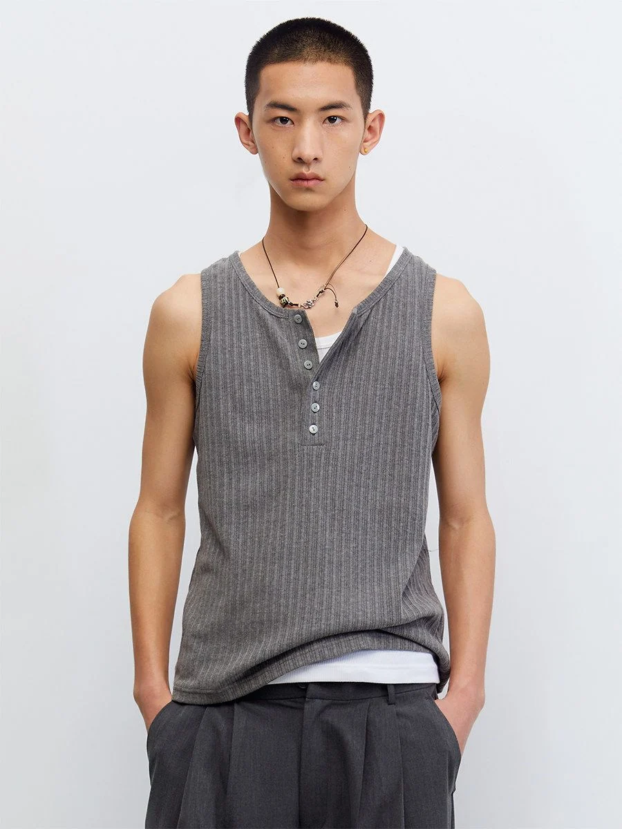 Ribbed Henley Tank
