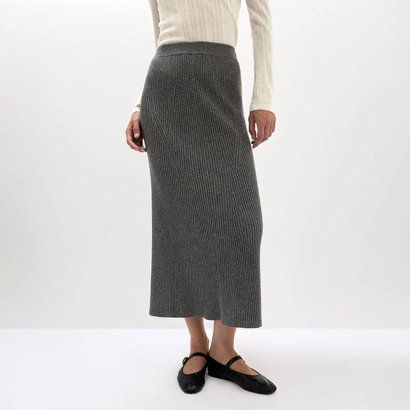 Ribbed Knit Midi Skirt - Image 2