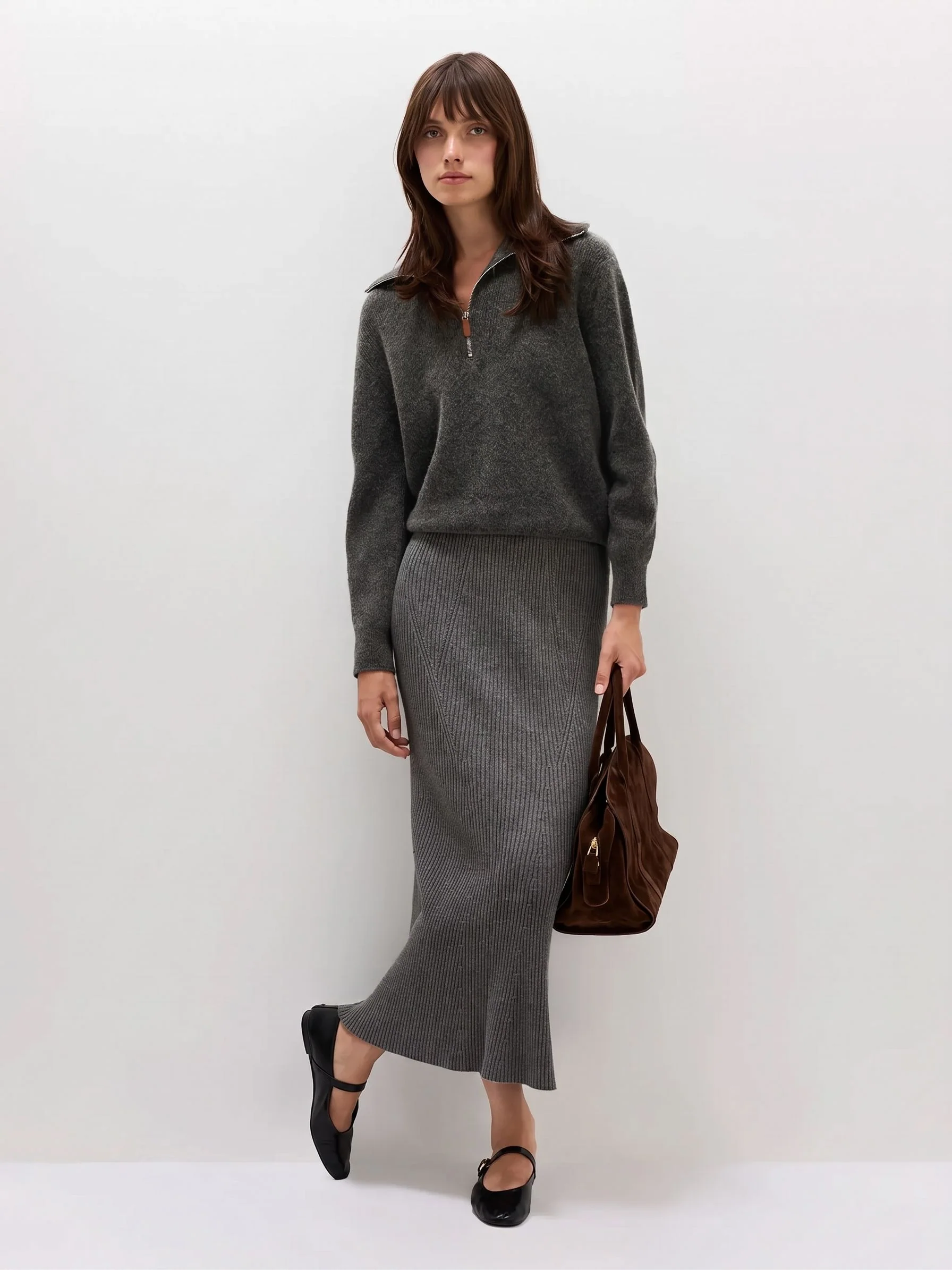 Ribbed Knit Midi Skirt - Image 5