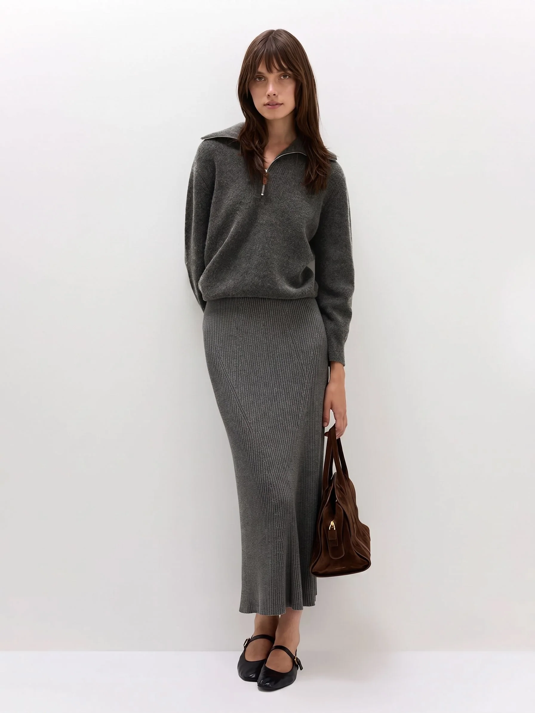 Ribbed Knit Midi Skirt - Image 7