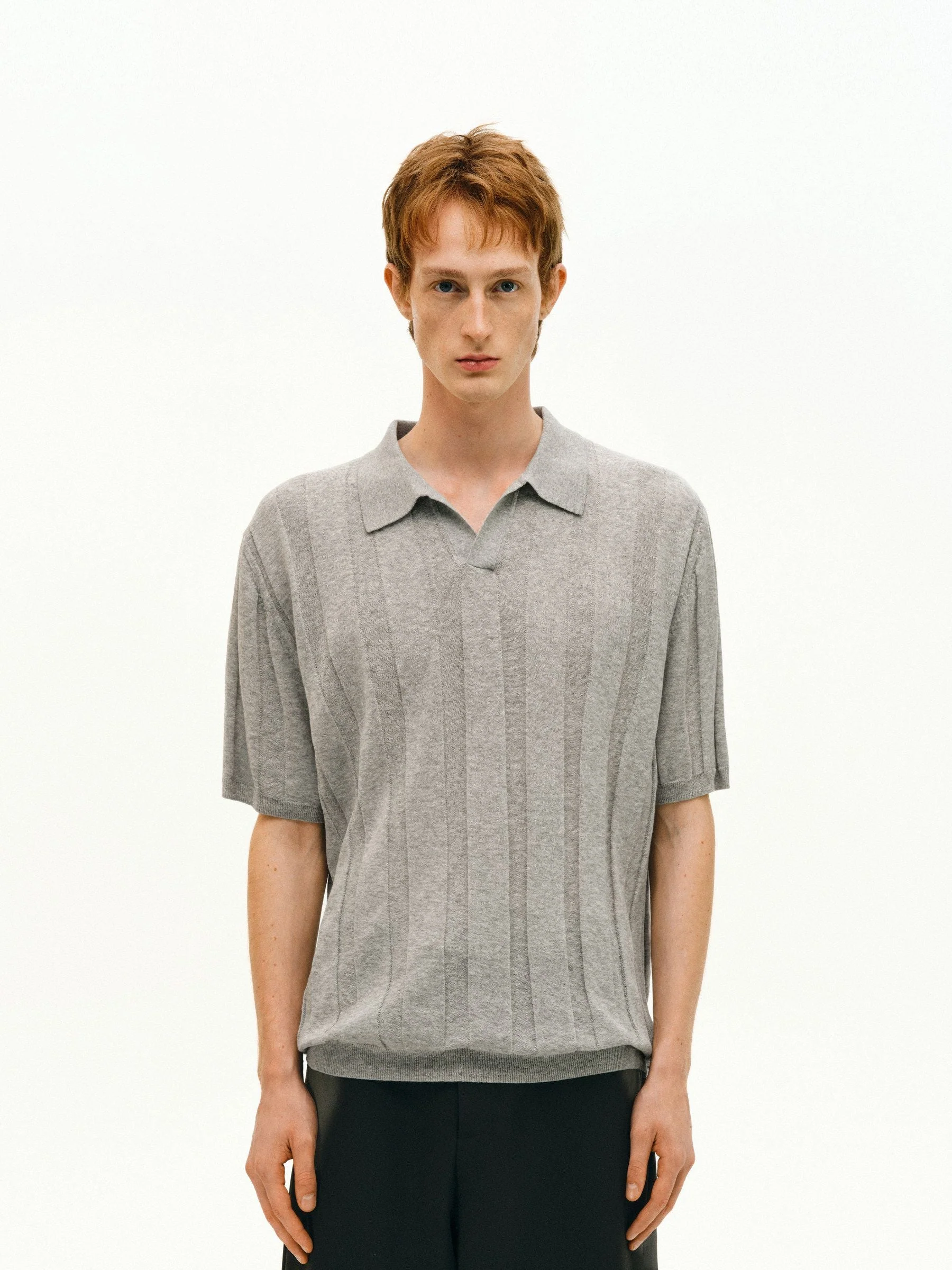Ribbed Knit Polo