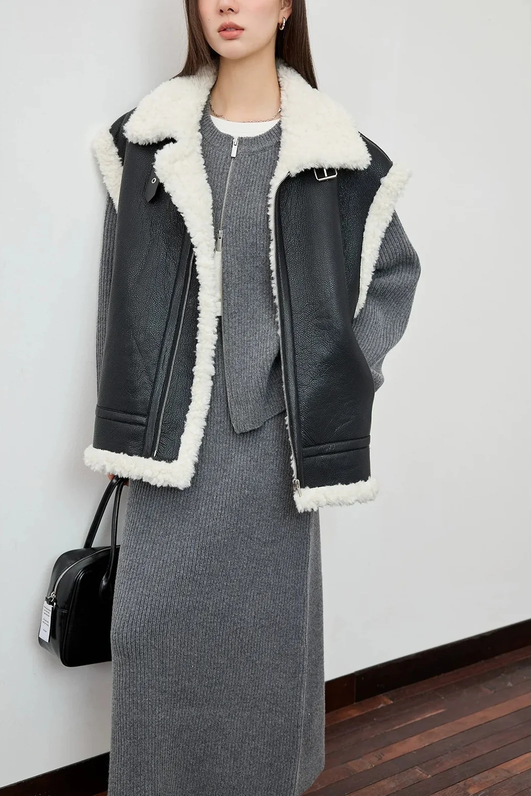 Ribbed Knit Zipper Ensemble - Image 2