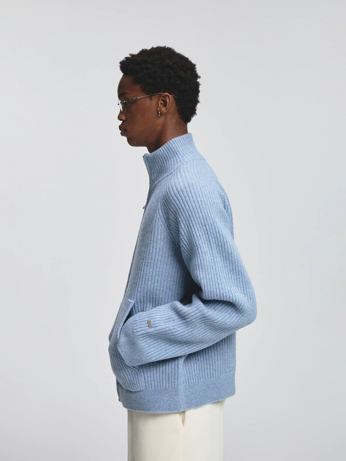 Ribbed Merino Raglan Zip Cardigan - Image 3