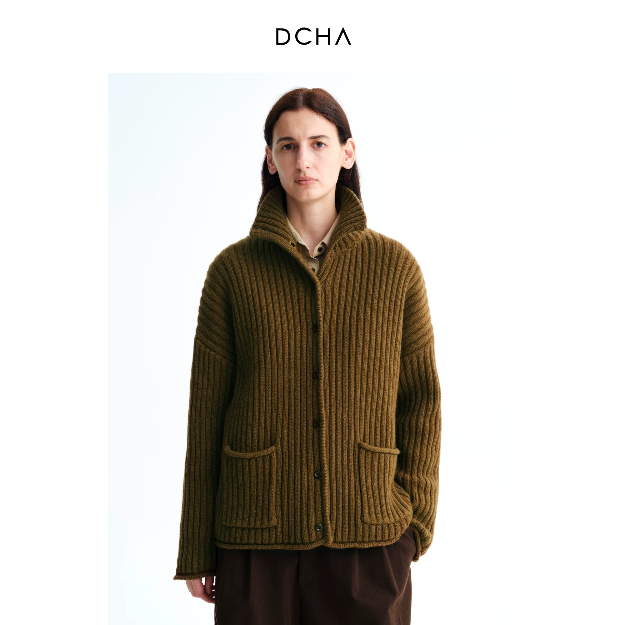 Ribbed Merino Stand-Collar Cardigan - Image 6