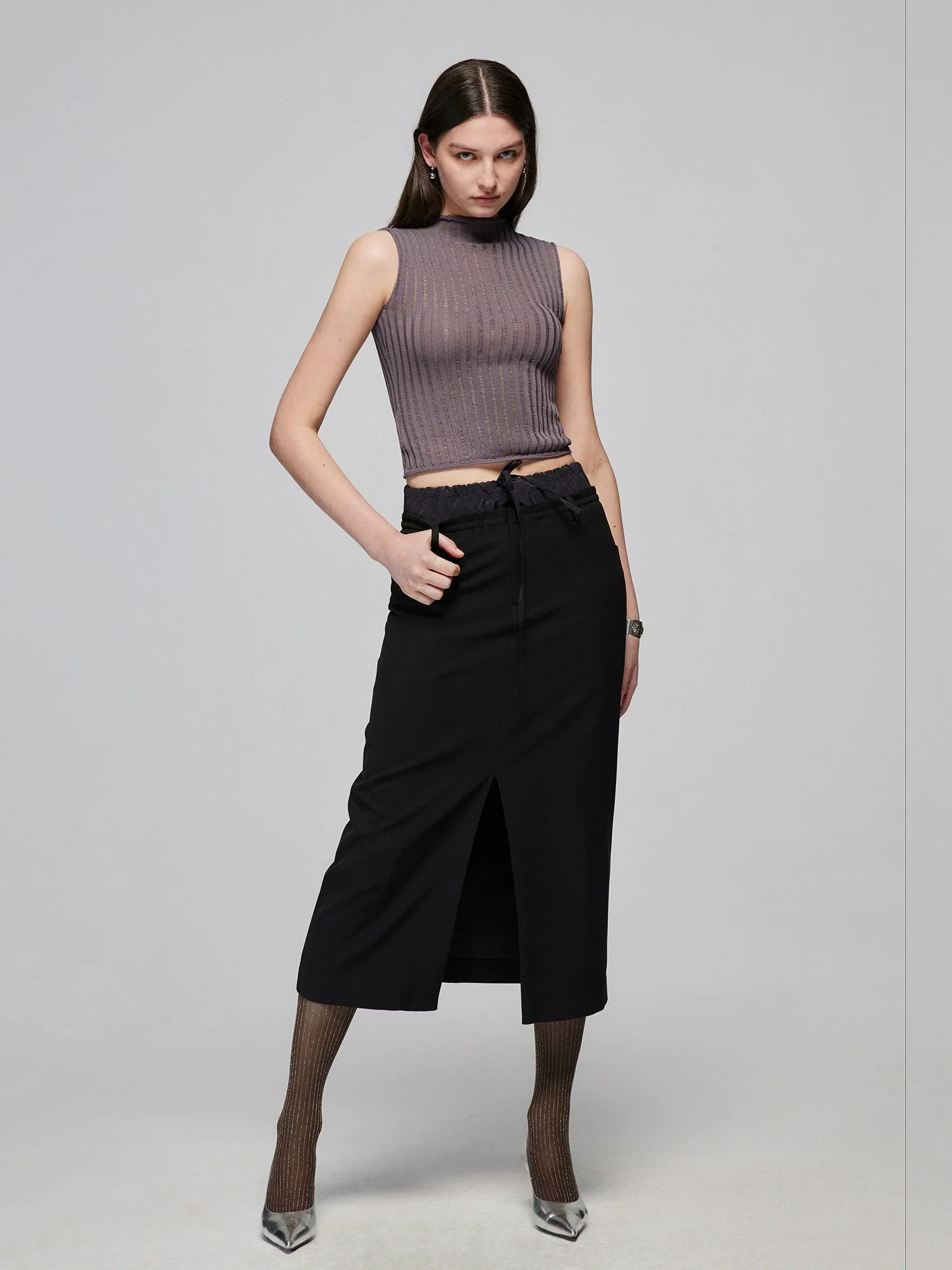 Ribbed Mock-Neck Cropped Tank - Image 2