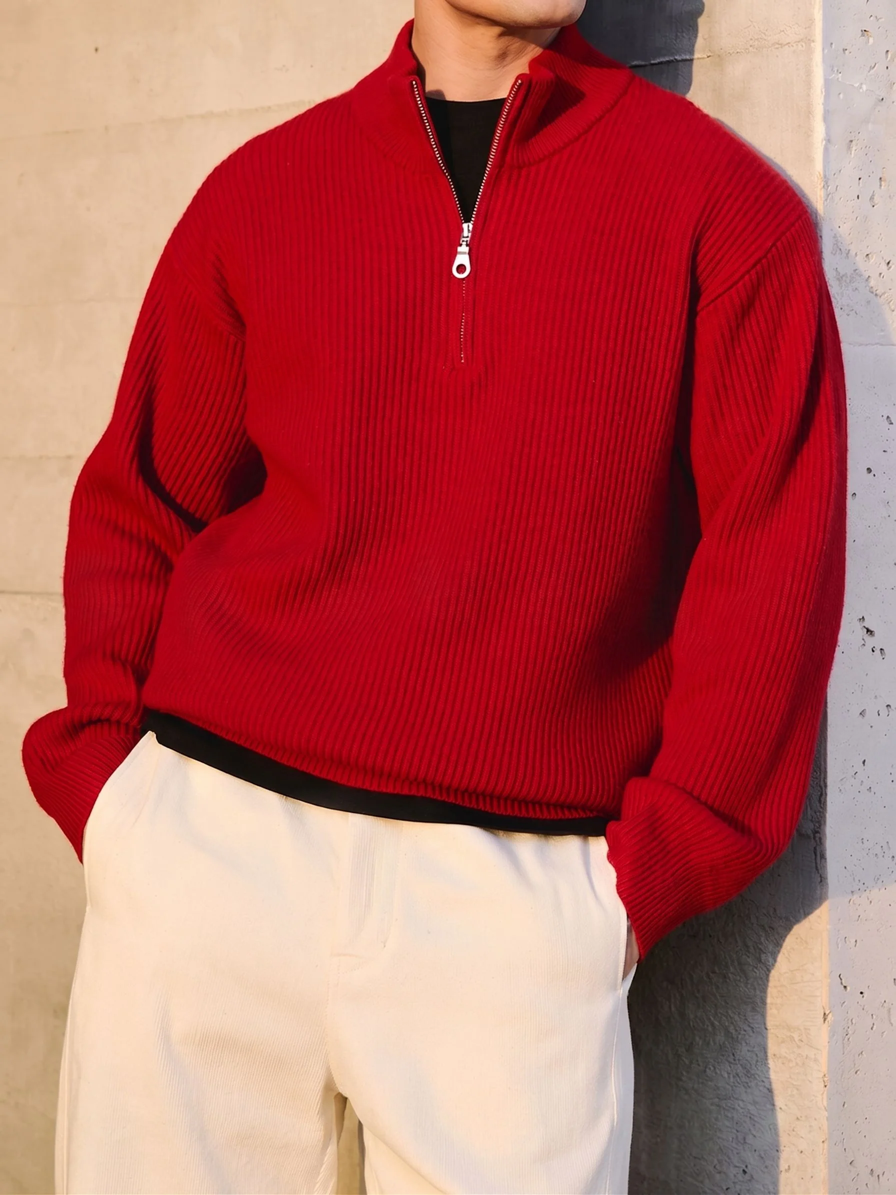 Ribbed Quarter-Zip Sweater