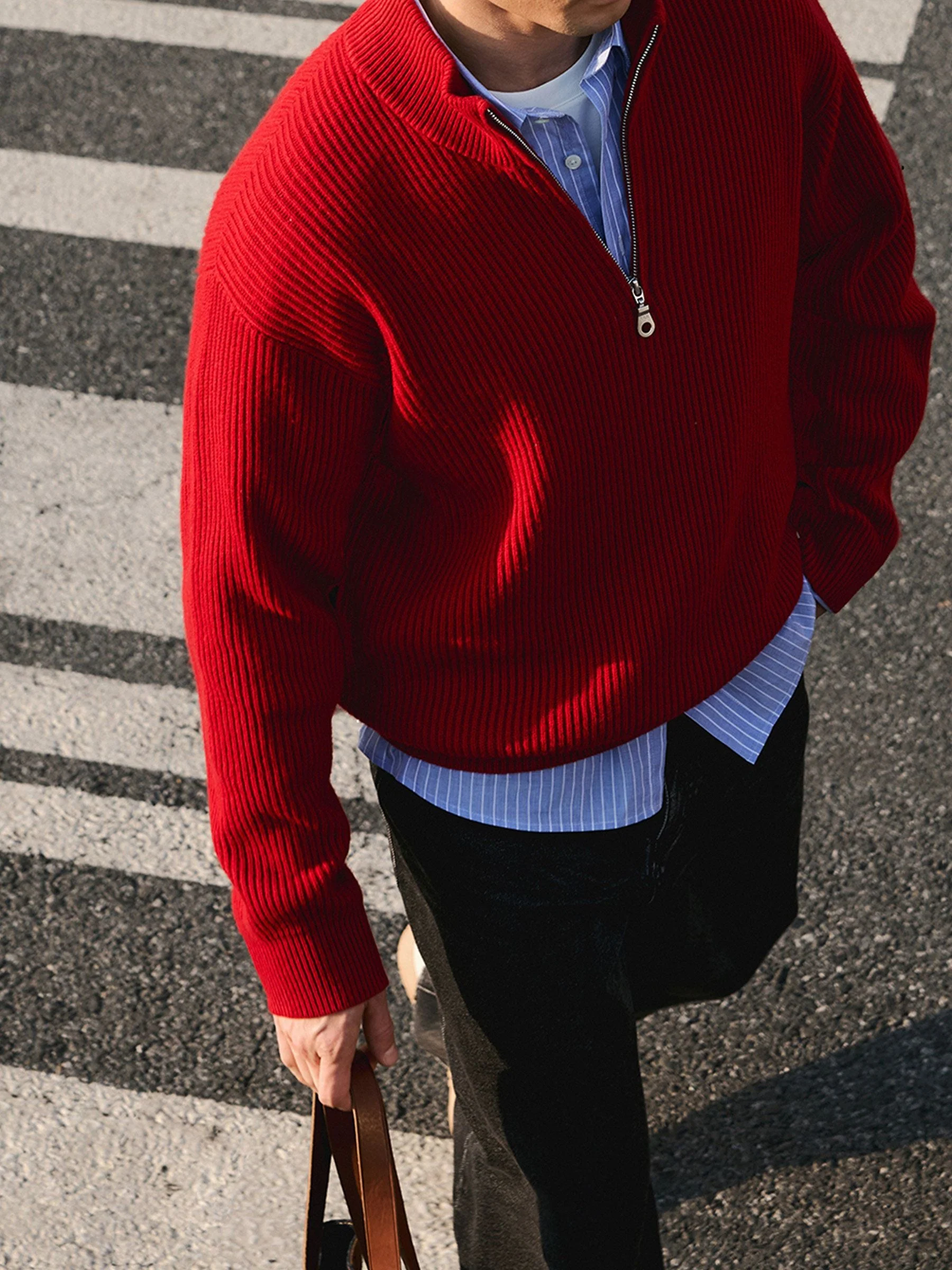 Ribbed Quarter-Zip Sweater - Image 3