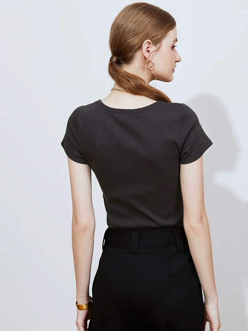 Ribbed Scoop-Neck Henley Top - Image 2