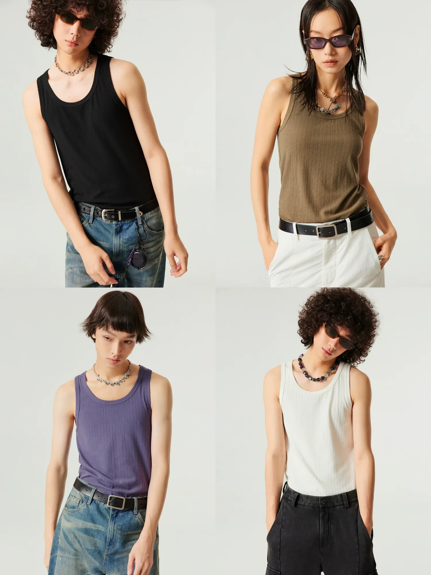 Ribbed Scoop‑Neck Tank