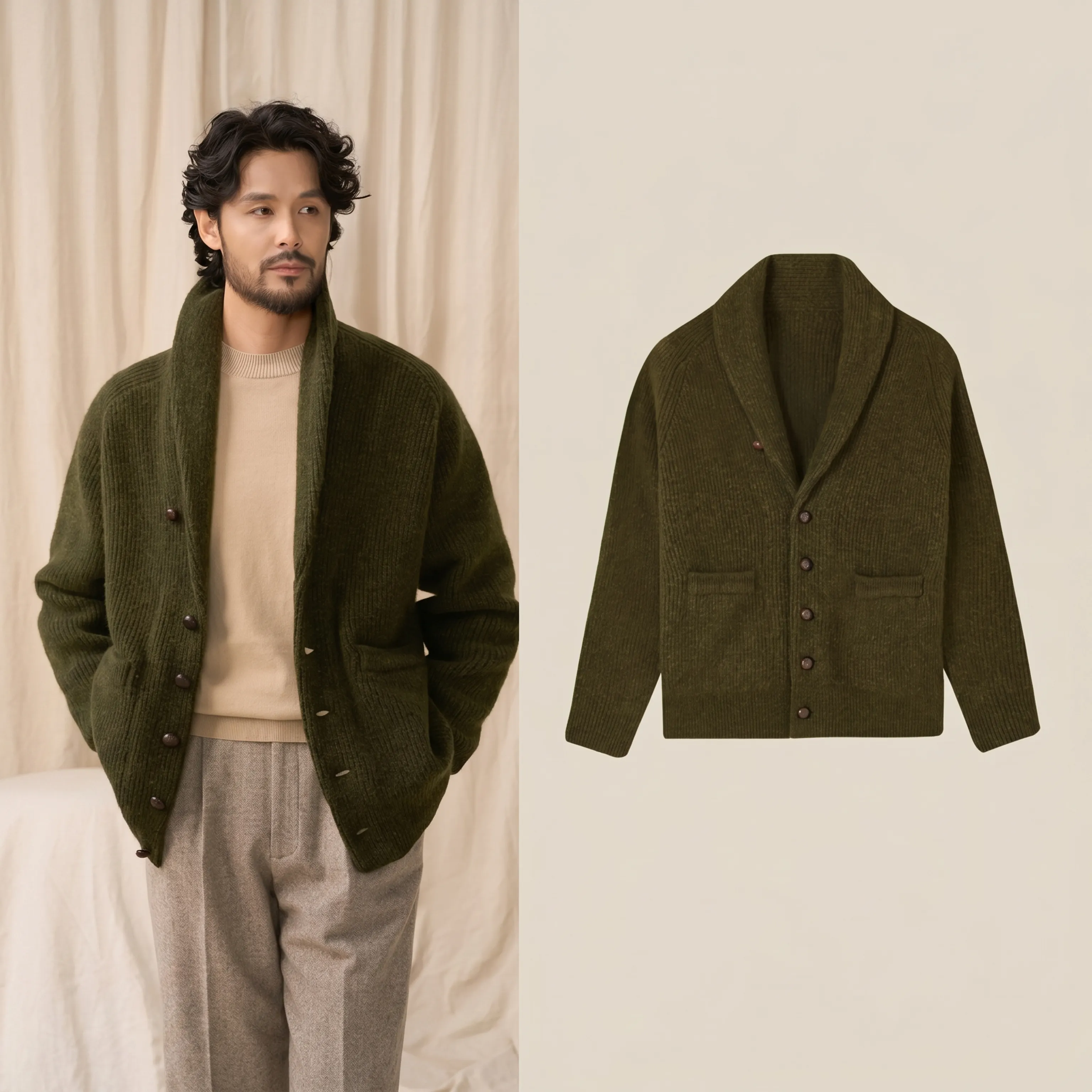Ribbed Shawl Cardigan - Image 5