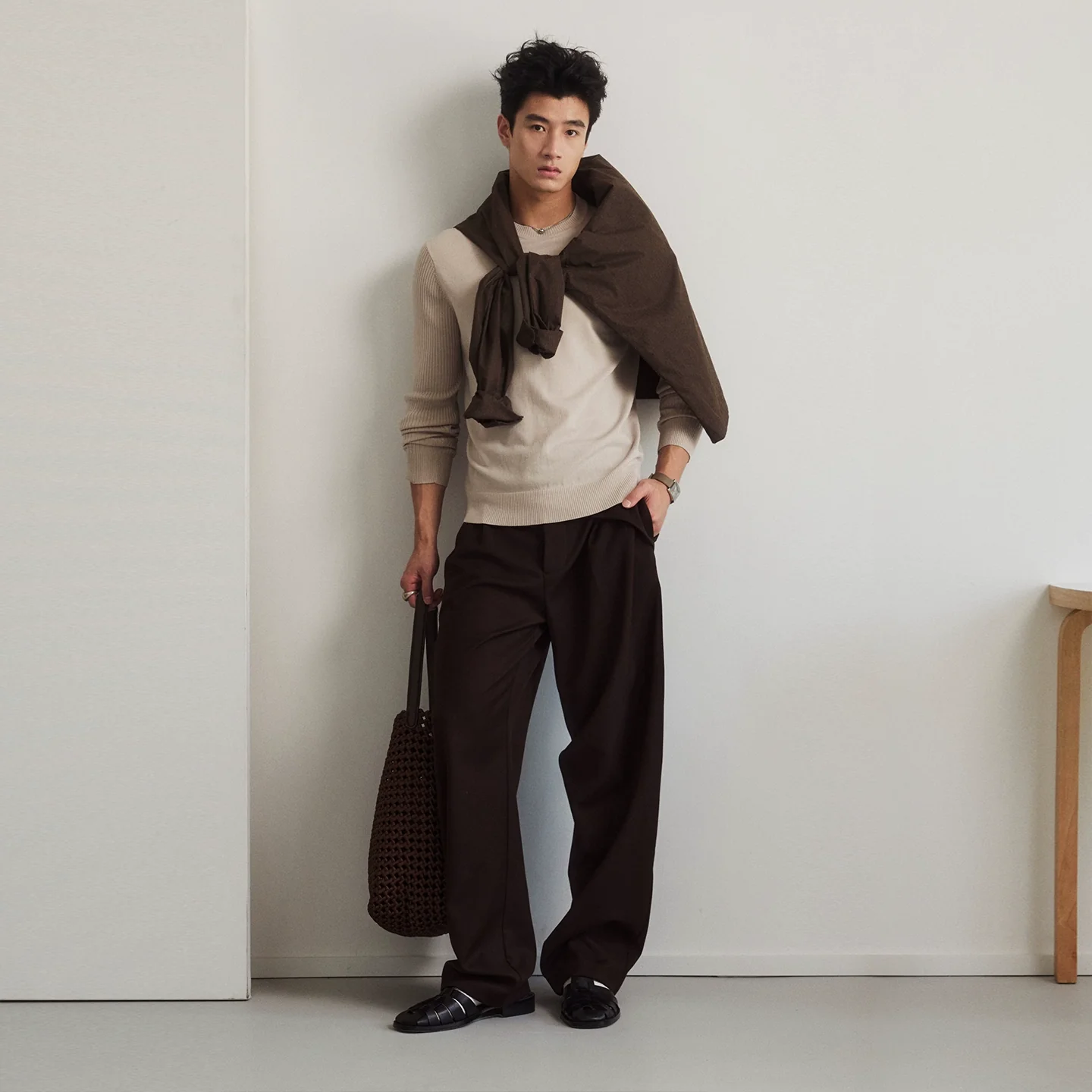 Ribbed Sleeve Knit Crewneck - Image 4