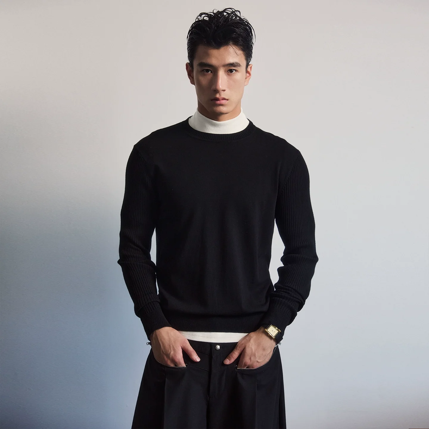 Ribbed Sleeve Knit Crewneck - Image 5