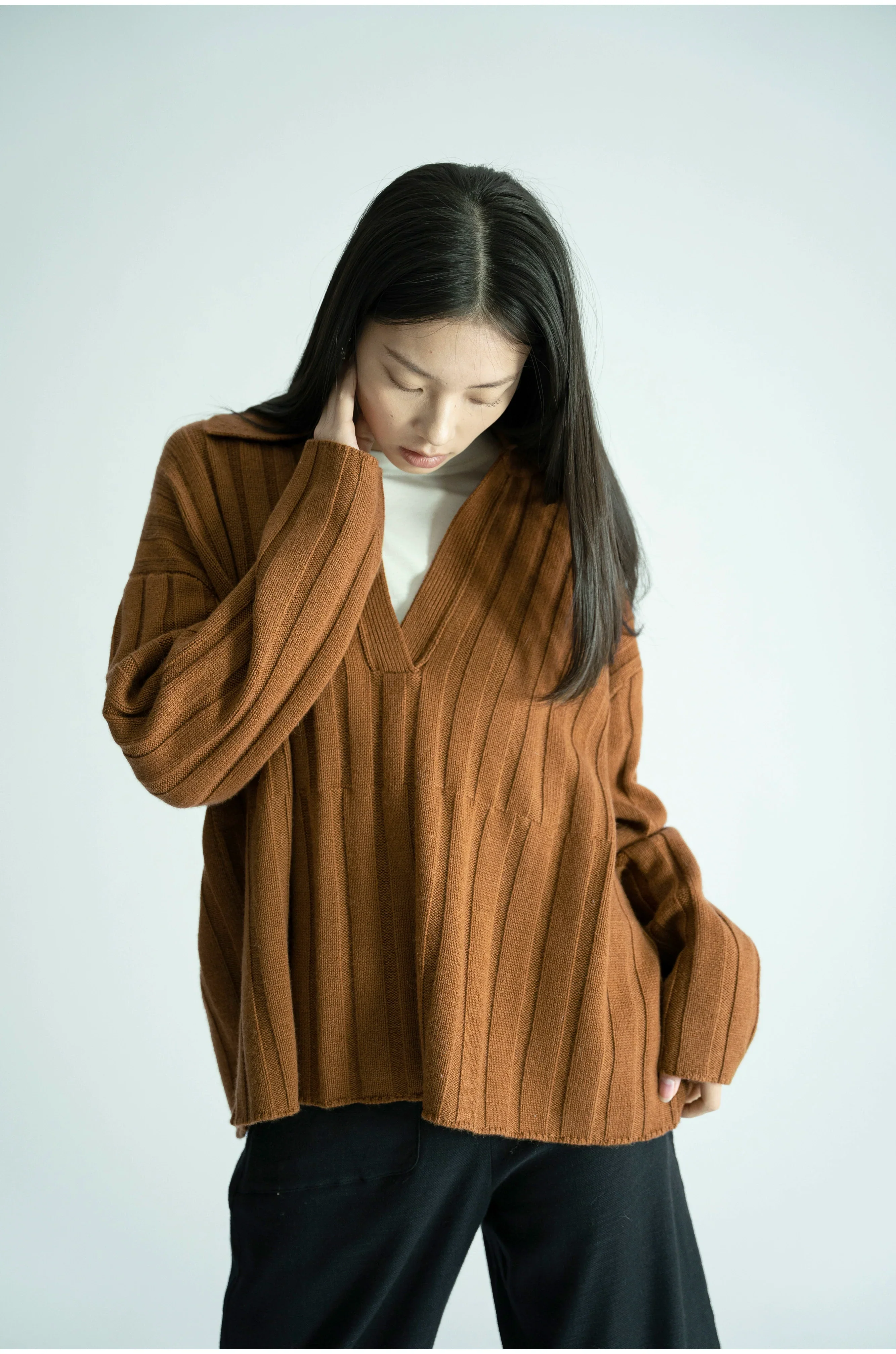 Ribbed V-Neck Sweater - Image 3