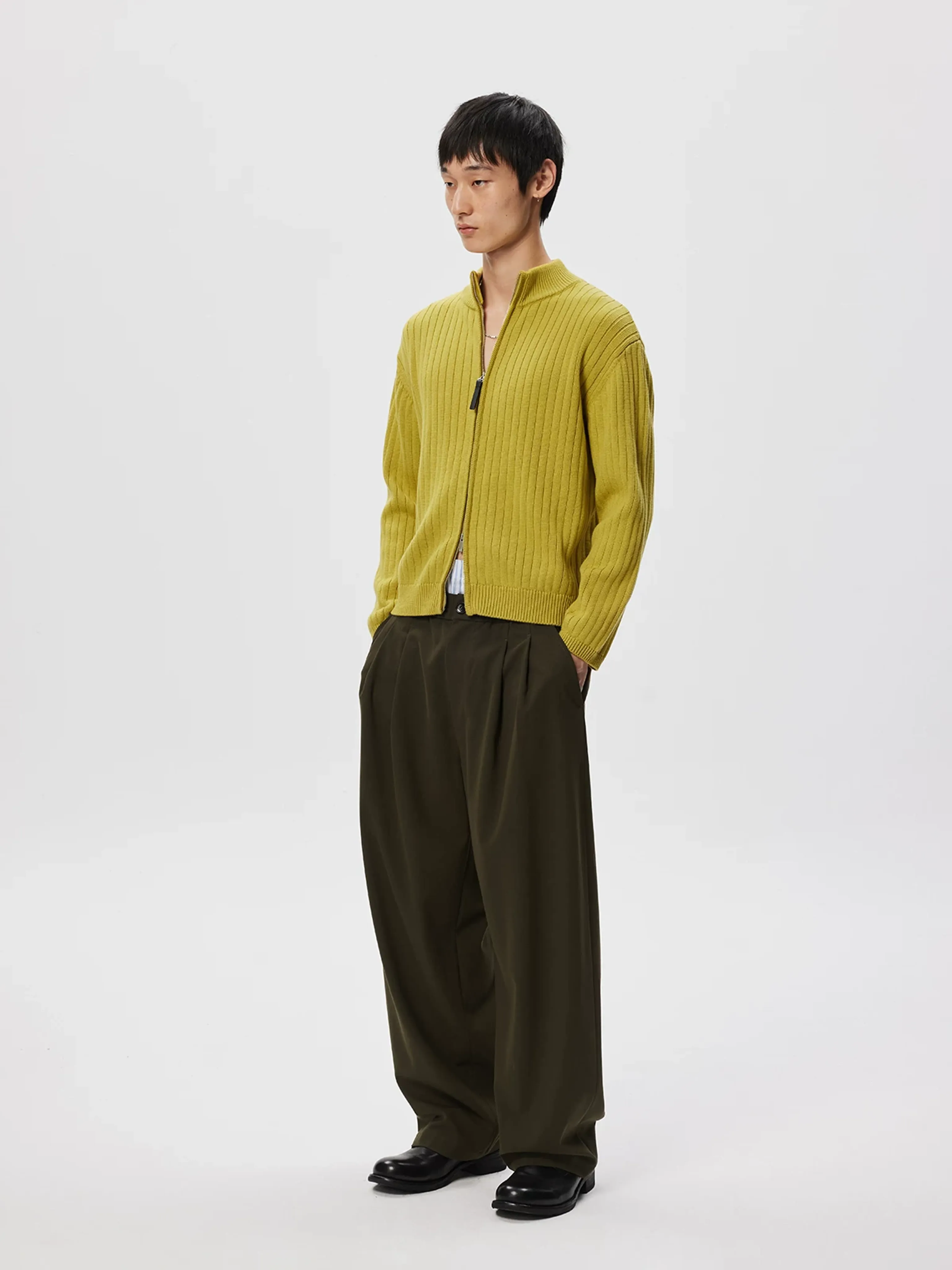 Ribbed Wool-Cotton Zip Cardigan - Image 6