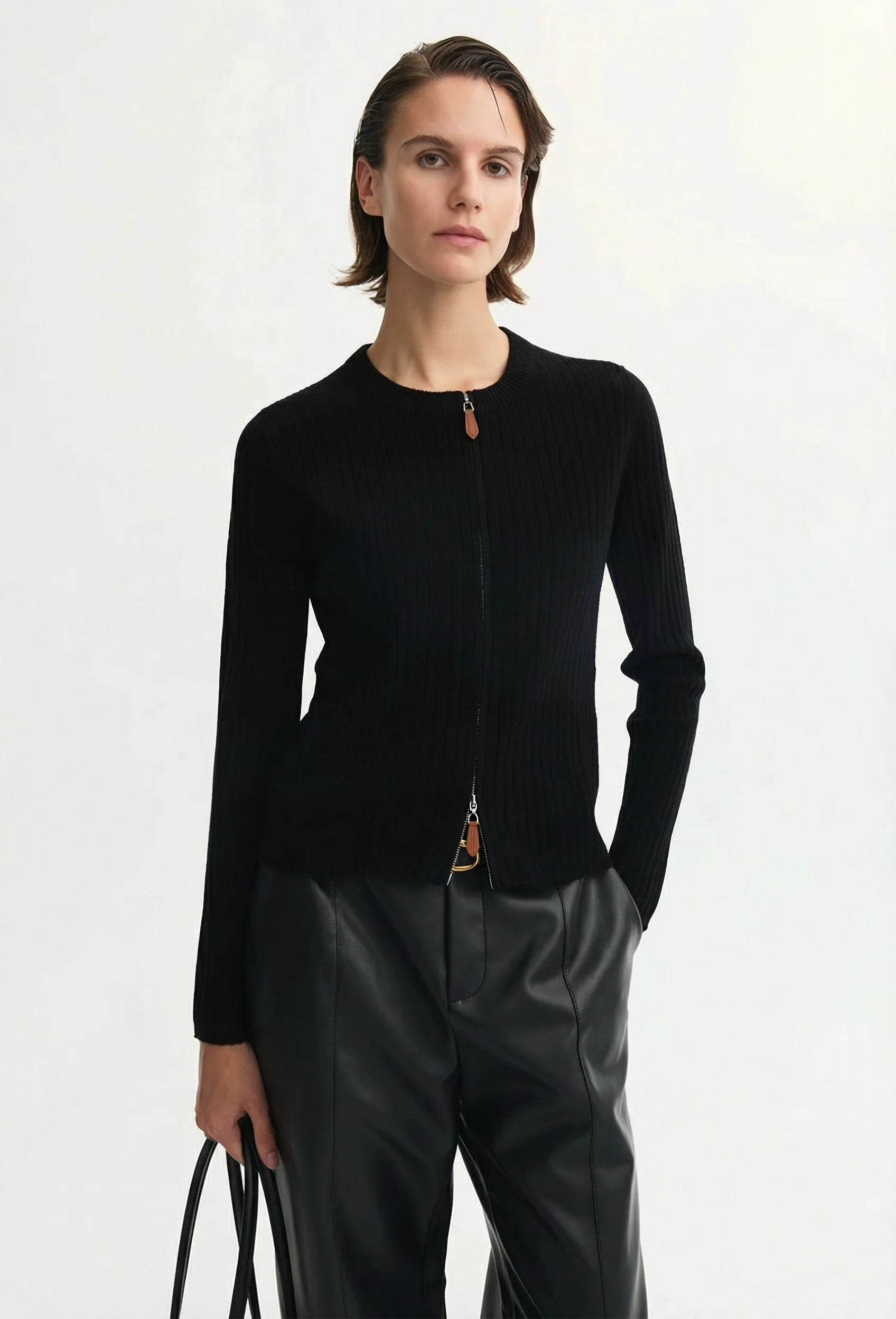 Ribbed Zip Cardigan