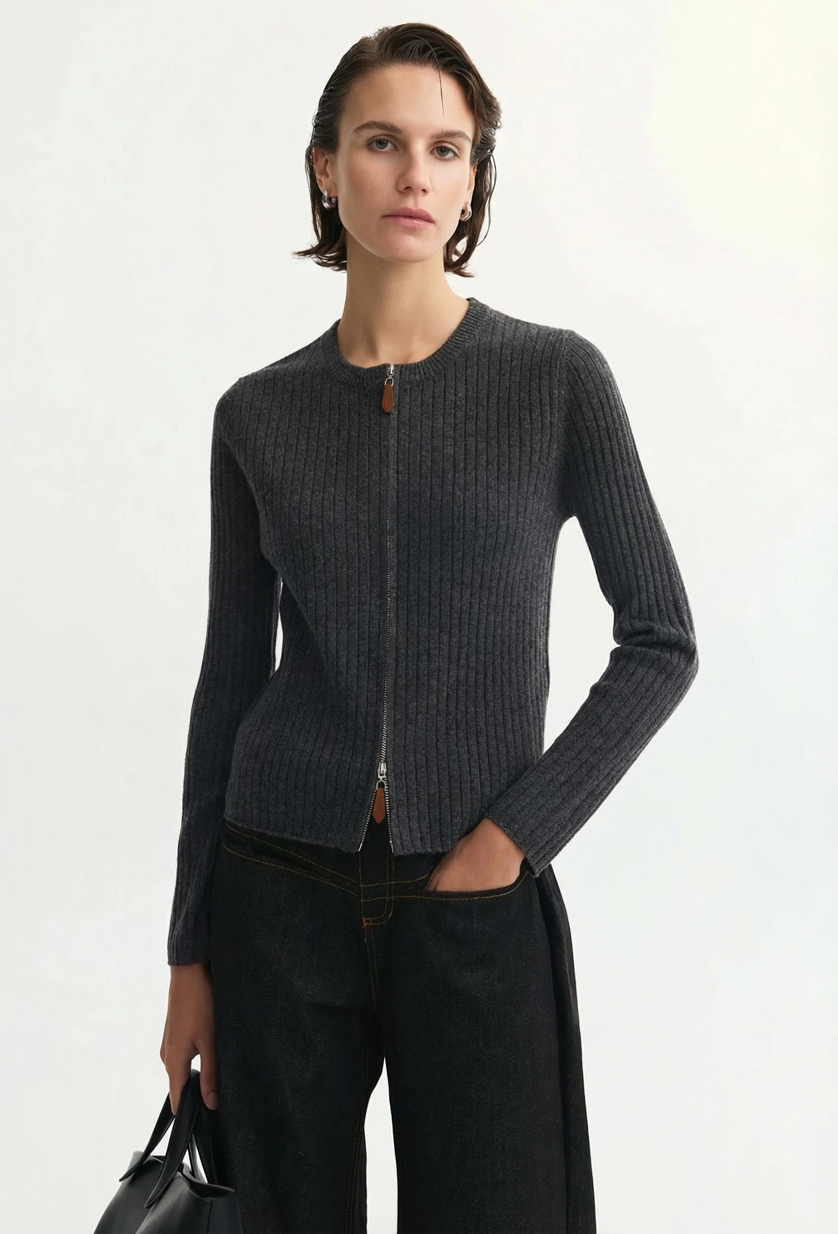 Ribbed Zip Cardigan - Image 2