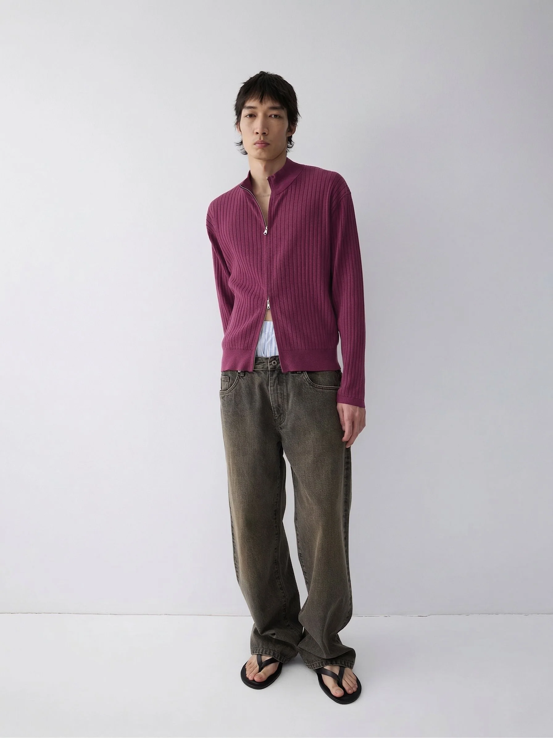 Ribbed Zip Cardigan - Image 3