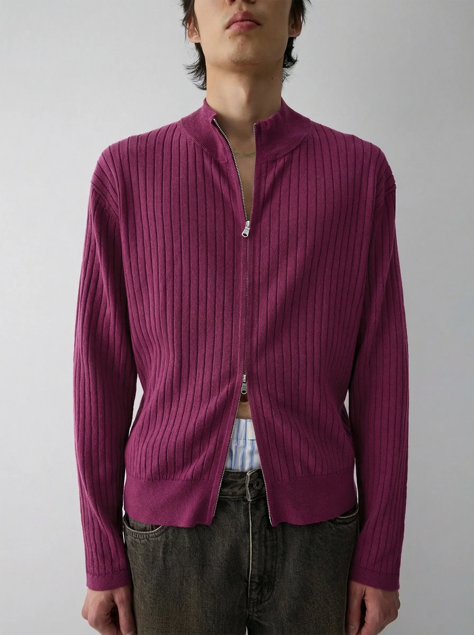 Ribbed Zip Cardigan - Image 4