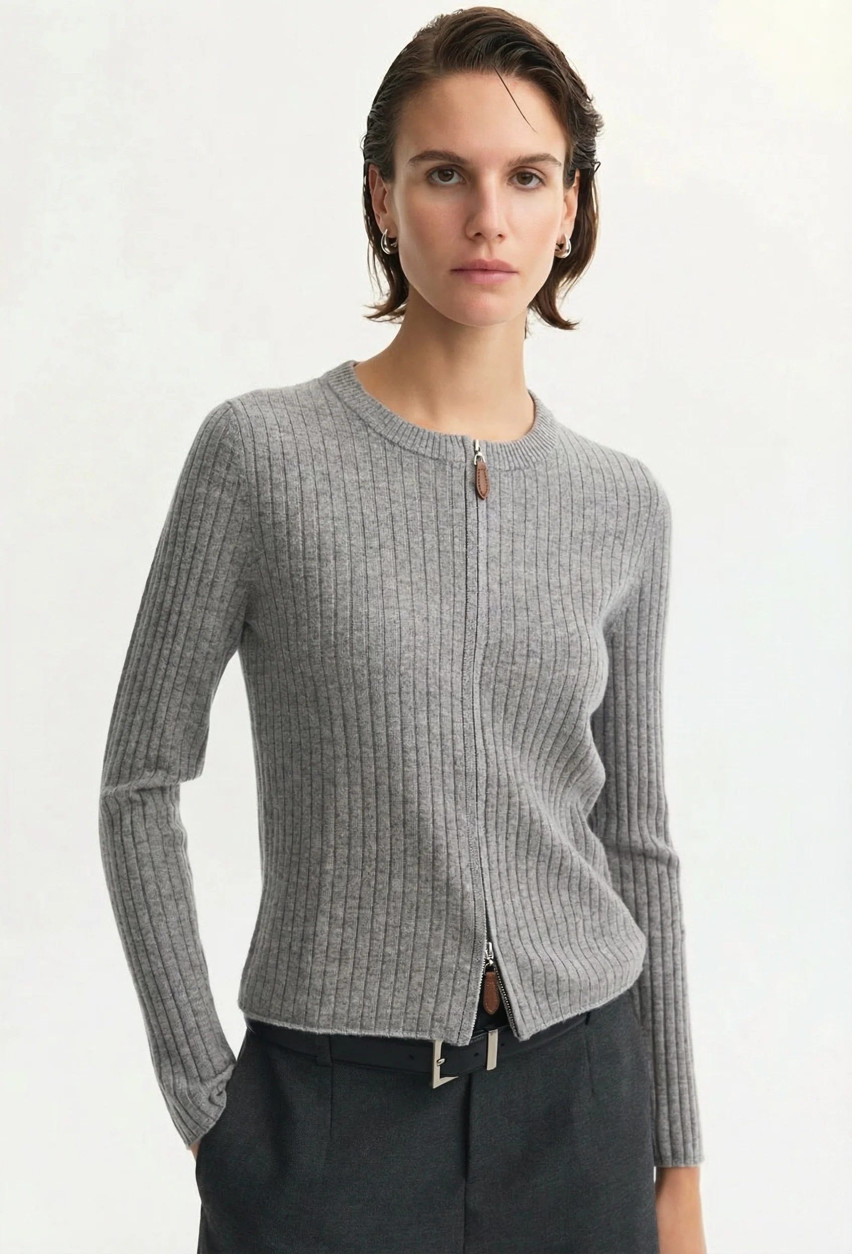 Ribbed Zip Cardigan